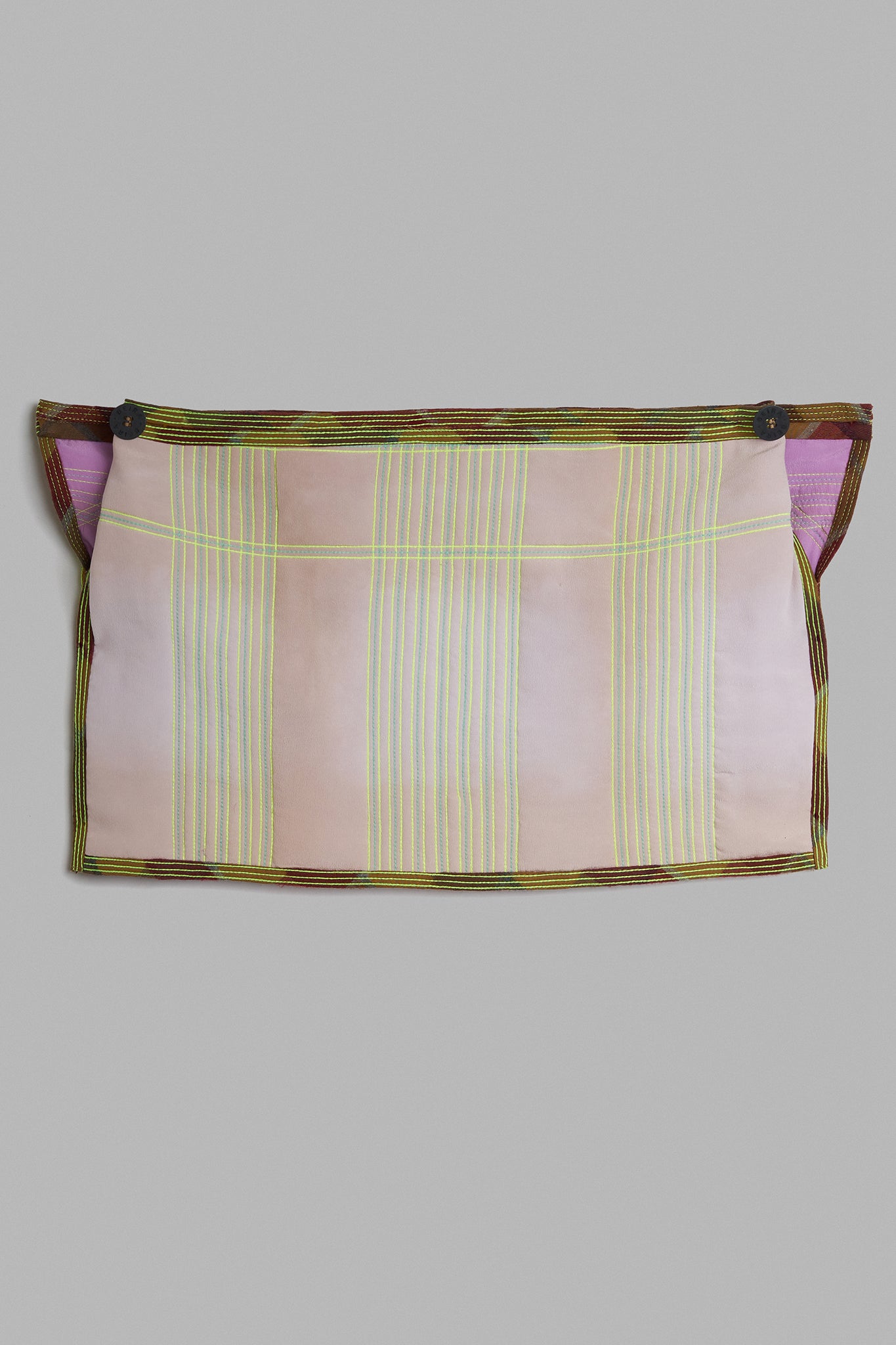 Quilted Silk Bandeau Top - Lilac&Neon Green