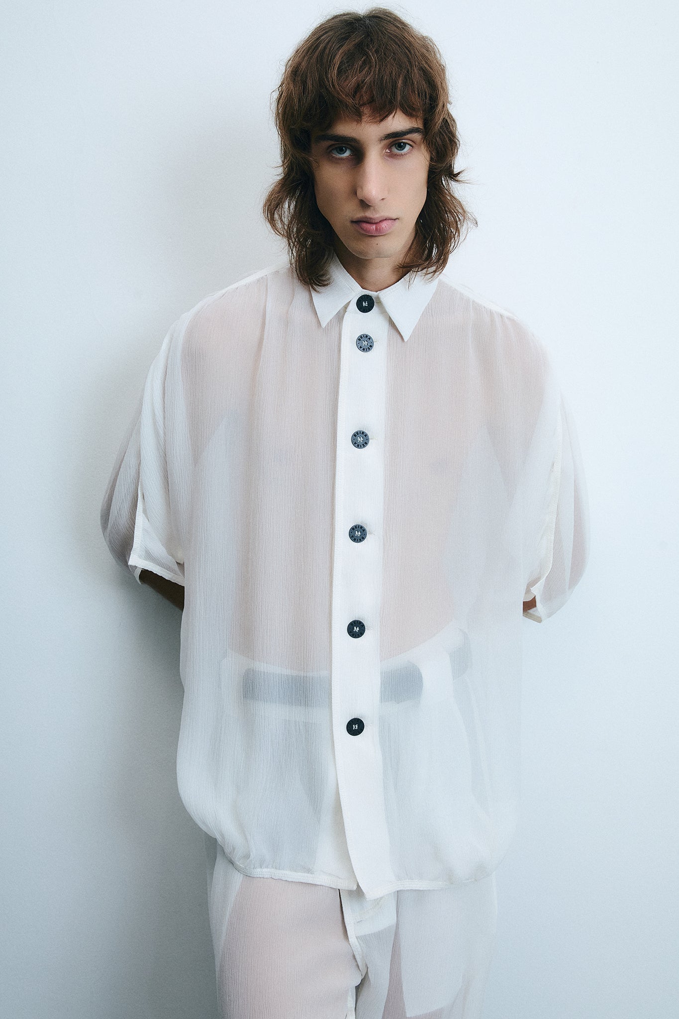 Silk Oversized Gathered Shirt - White – BEIRA Global