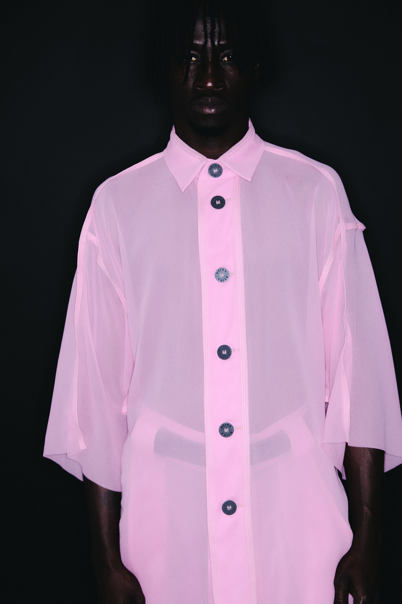 Silk Oversize-Fit Shirt - Pink