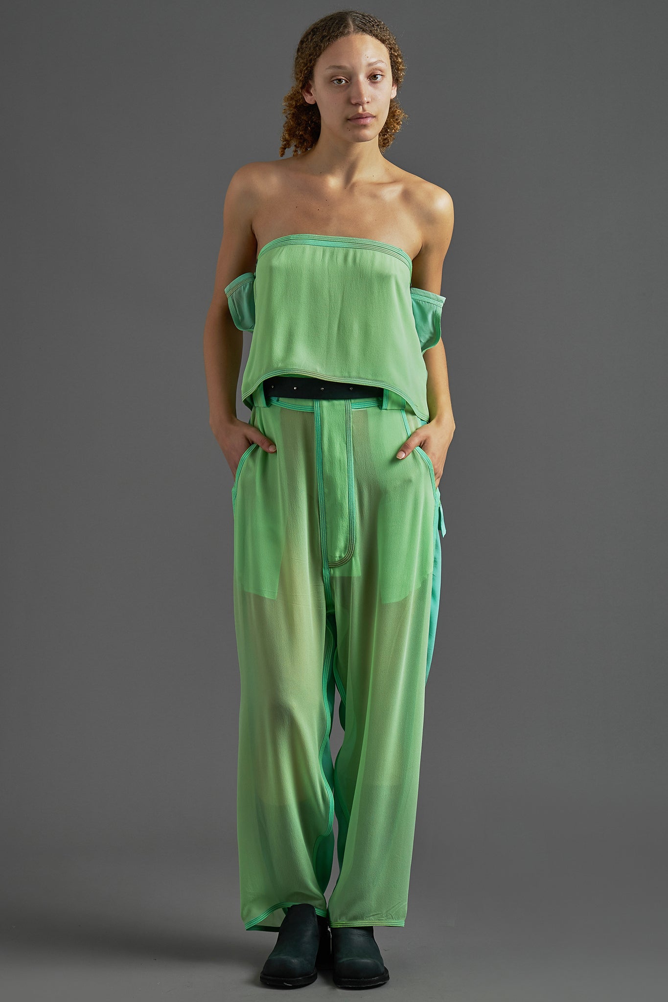 Silk Side Buckle Trousers -  Mint&Acqua