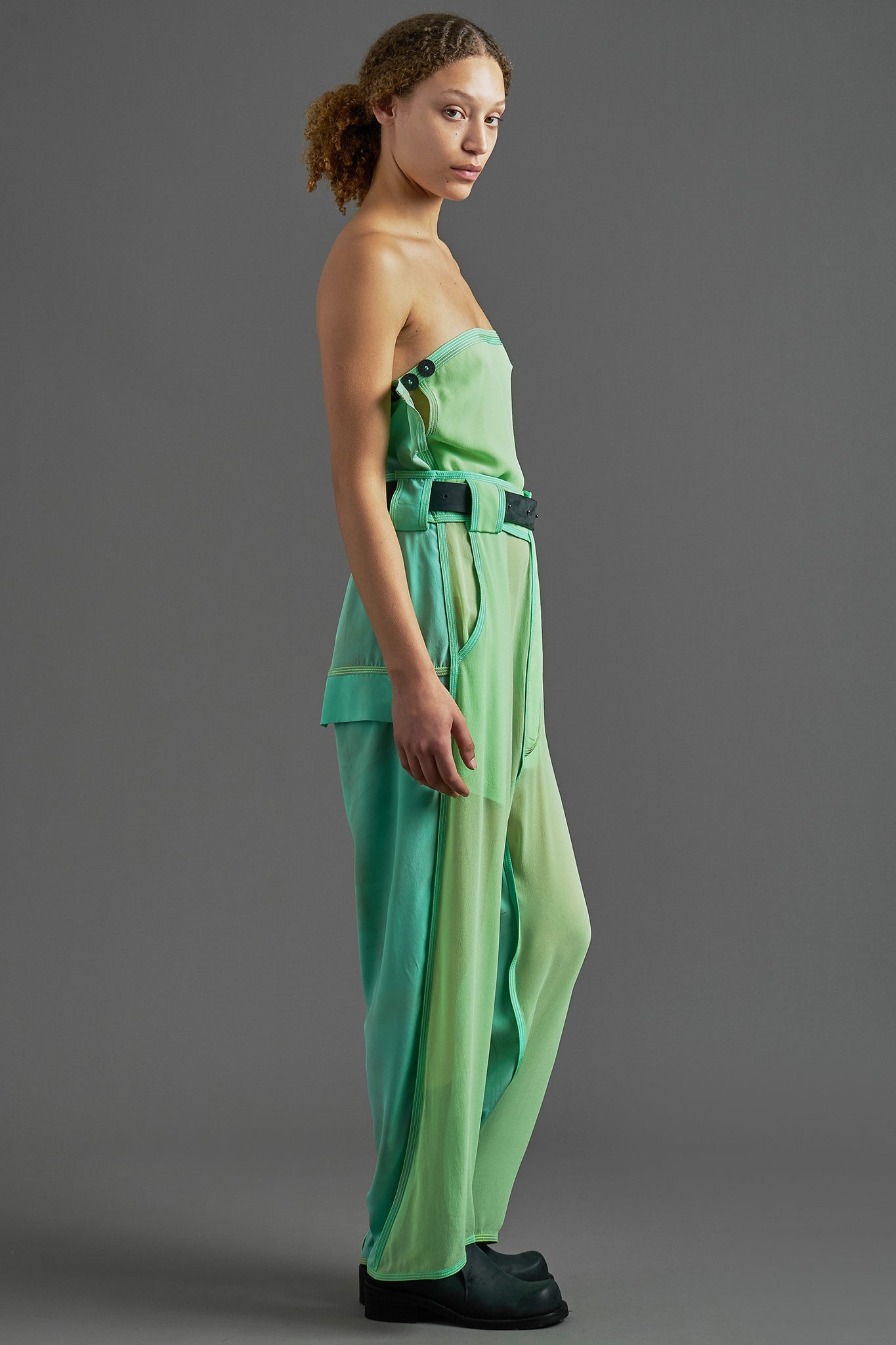 Silk Side Buckle Trousers -  Mint&Acqua