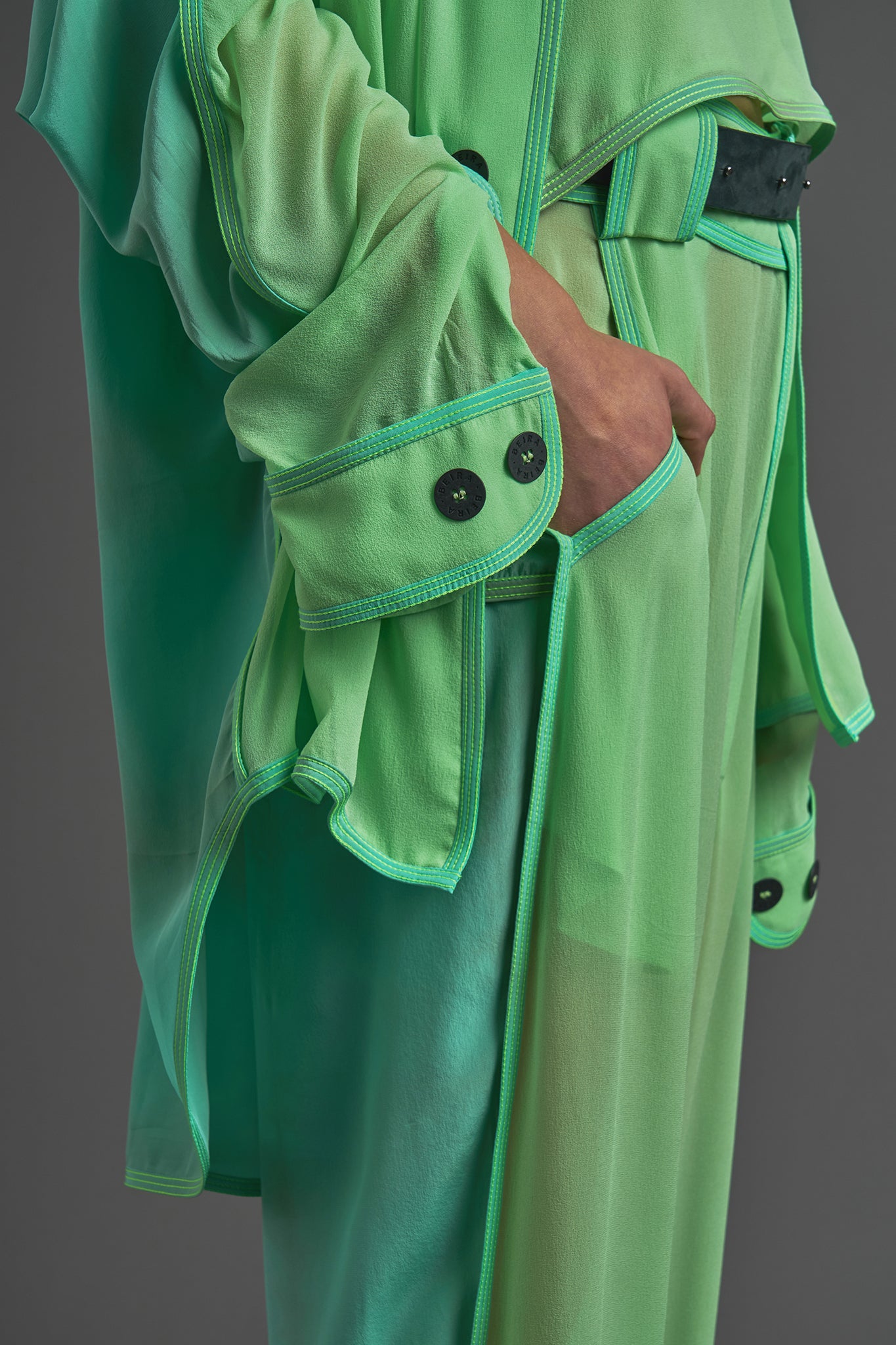 Silk Side Buckle Trousers -  Mint&Acqua