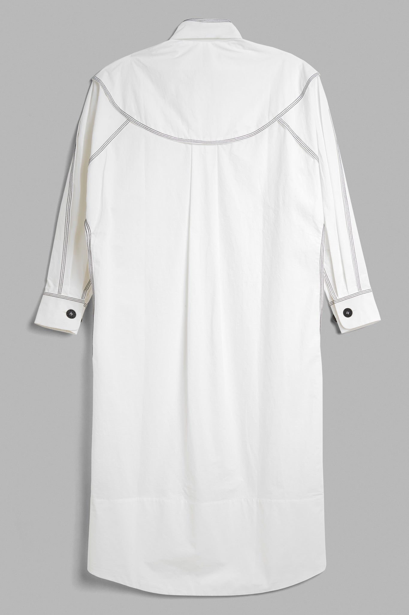 Cotton Long Sleeved Camp Shirt Dress - White