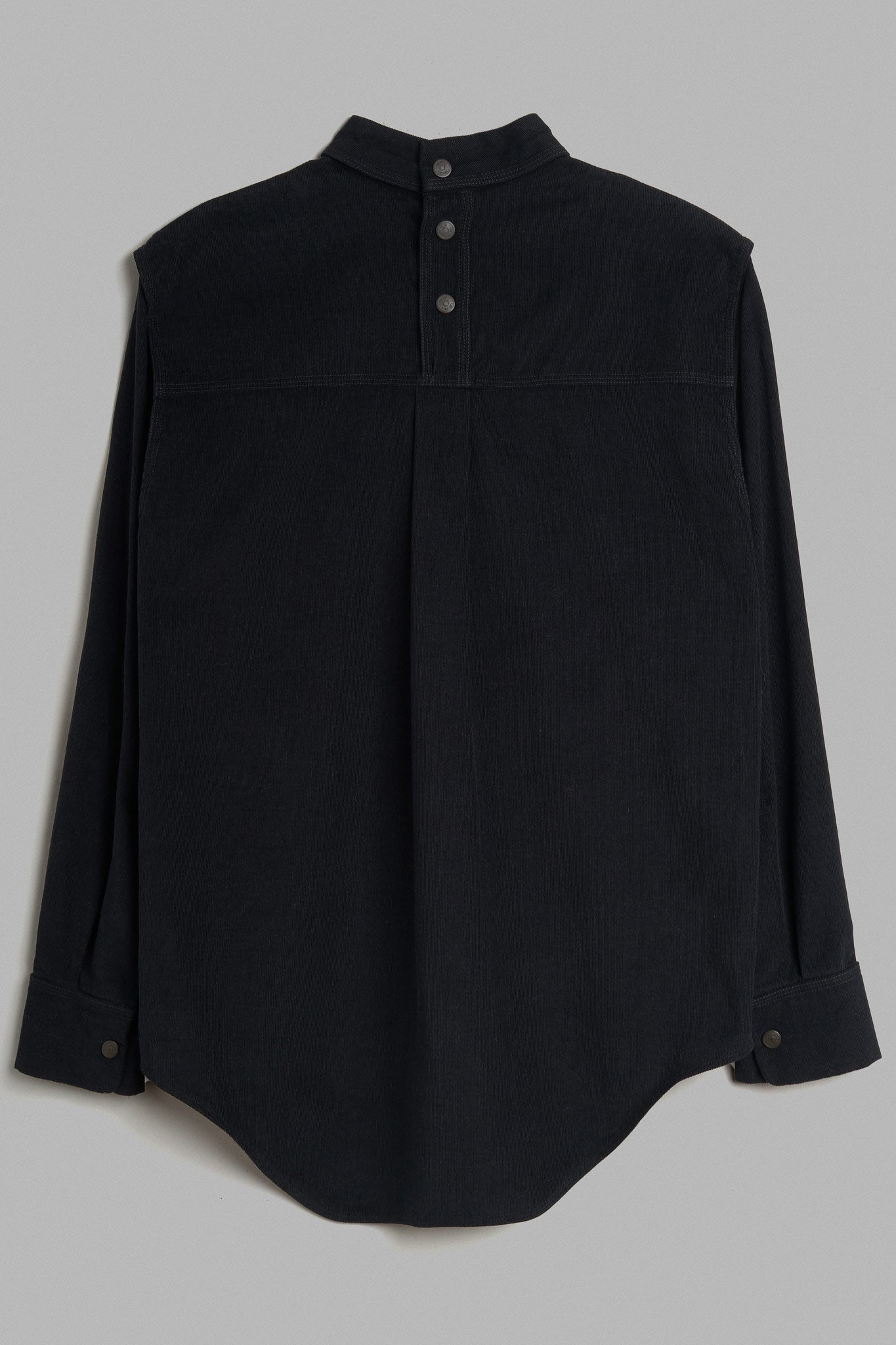 Velvet Long Sleeved Mid Neck Shirt - Black
