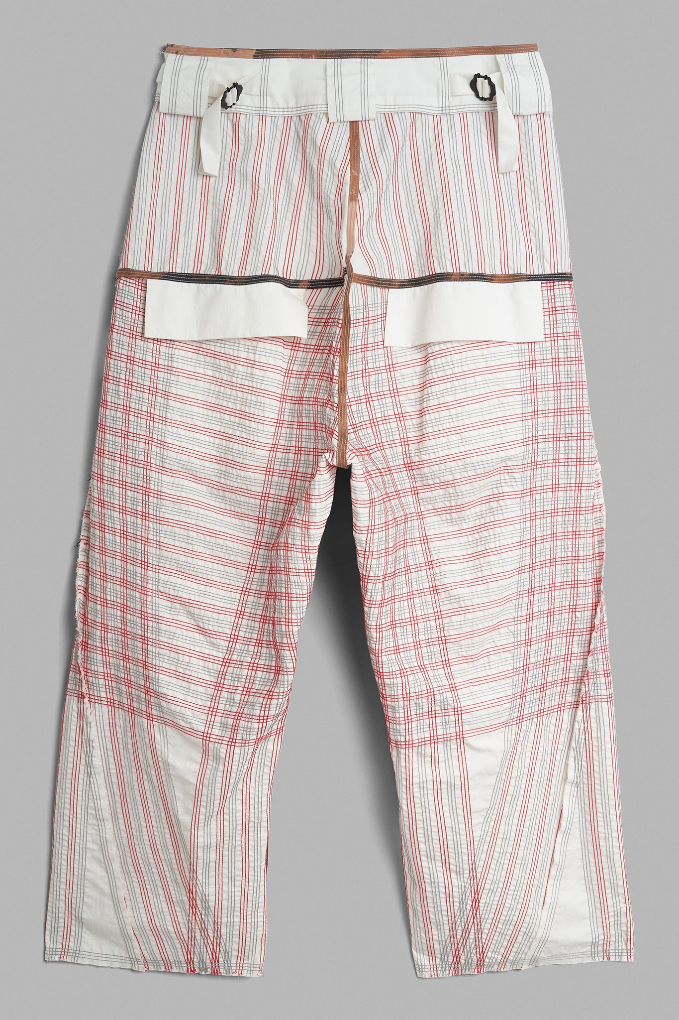 Cotton Topstitched Trousers - White