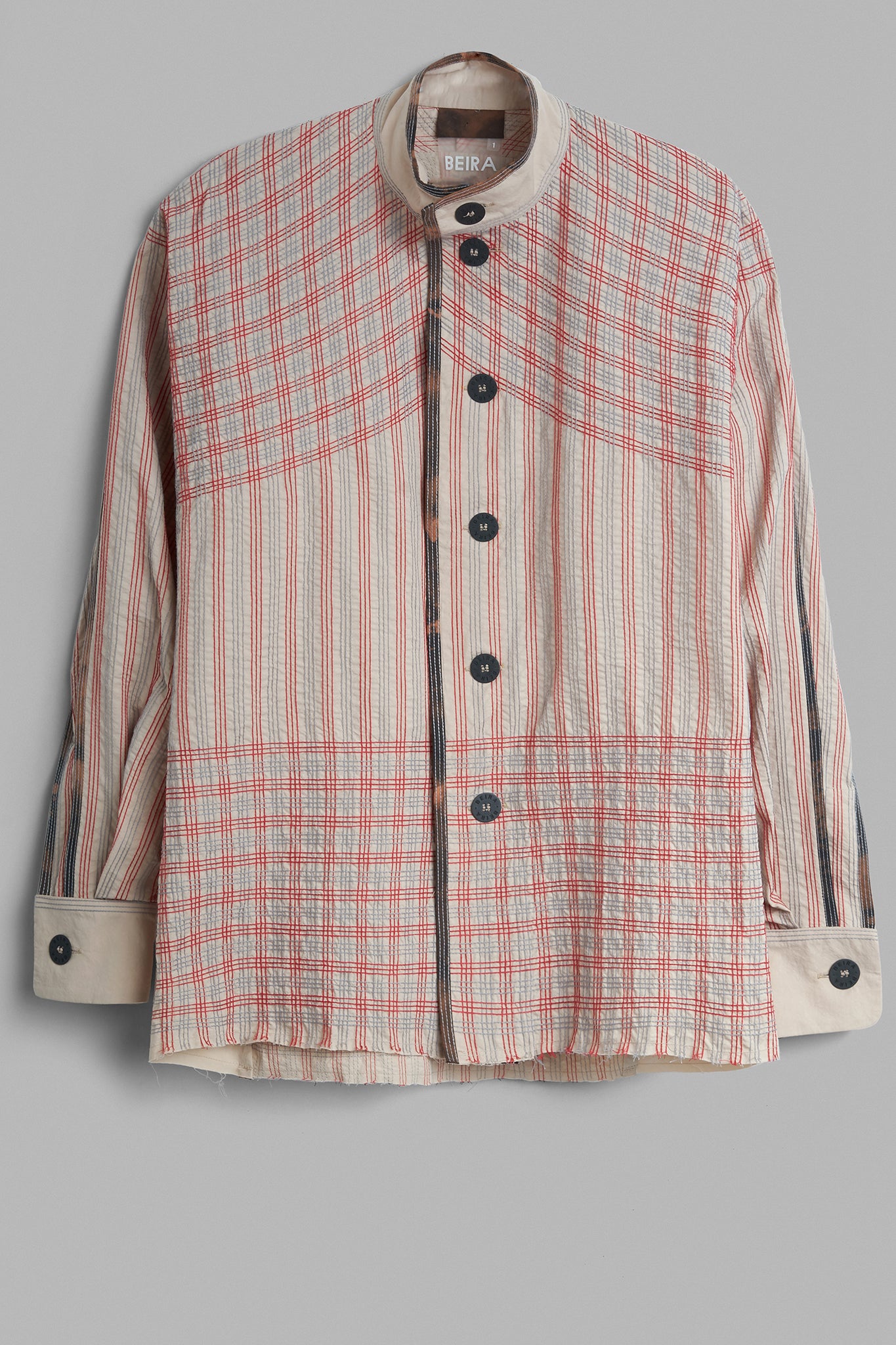 Cotton Topstitched Overshirt - Beige
