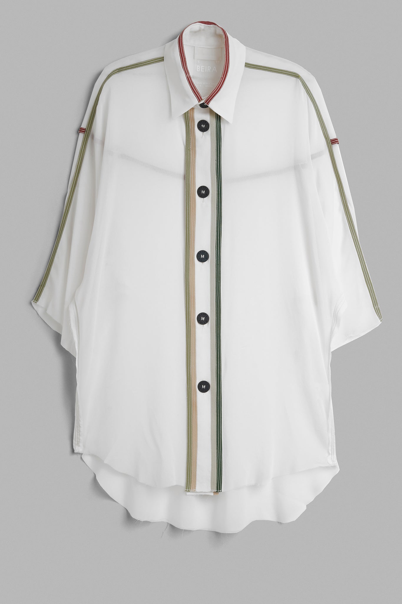 Silk Semi-sheer Button-up Shirt - White