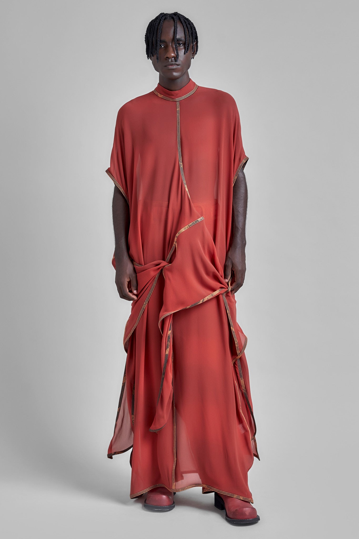 Silk Starfish Dress - Rust Red