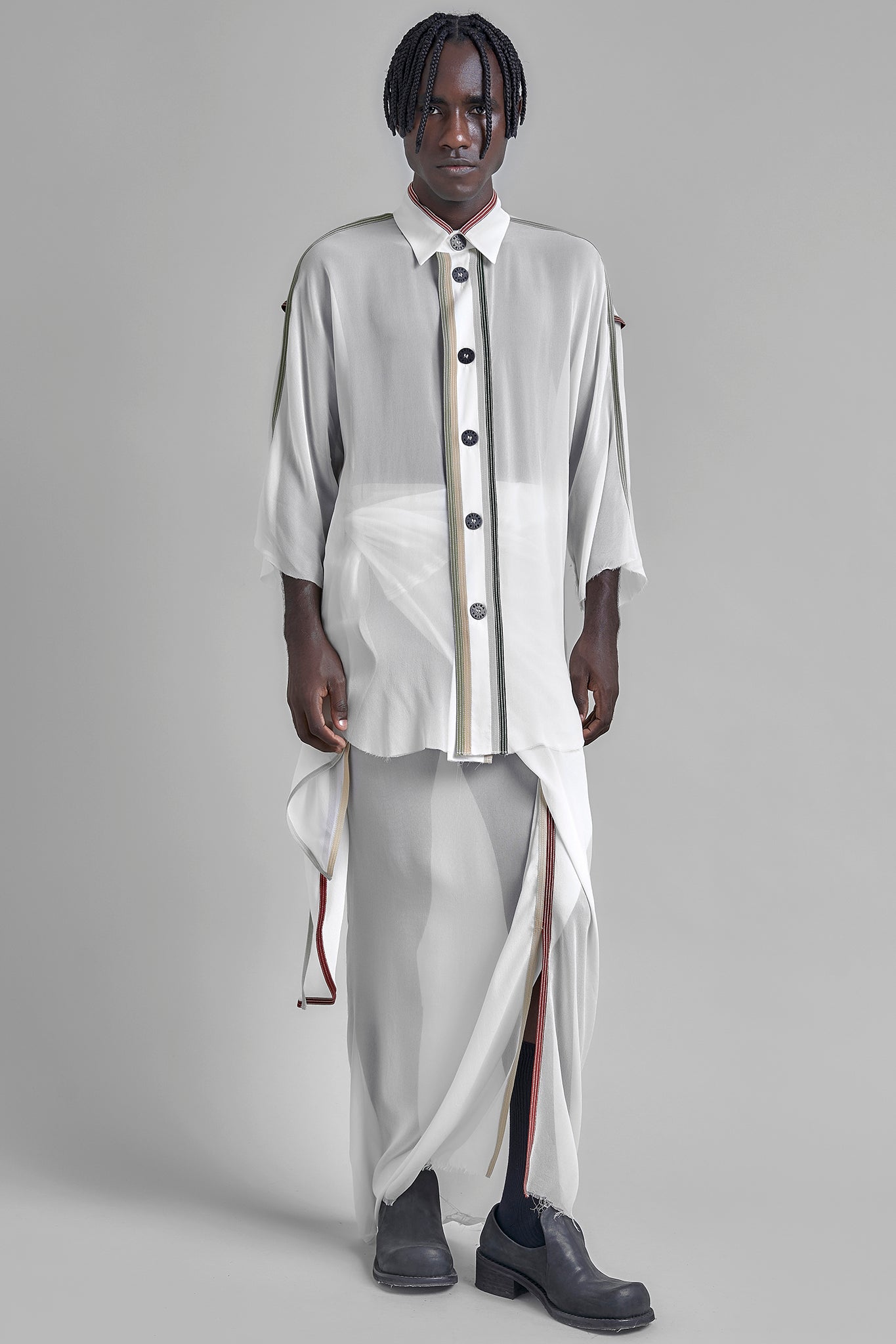Silk Semi-sheer Wrap Skirt - White