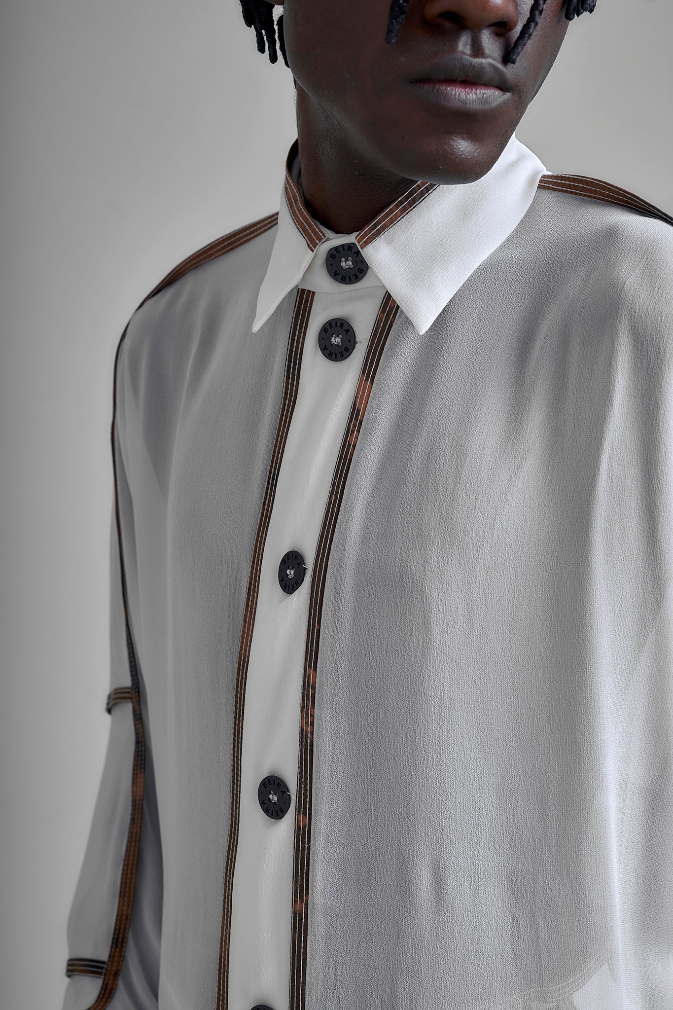 Silk Back Multiple Pieces Shirt - White