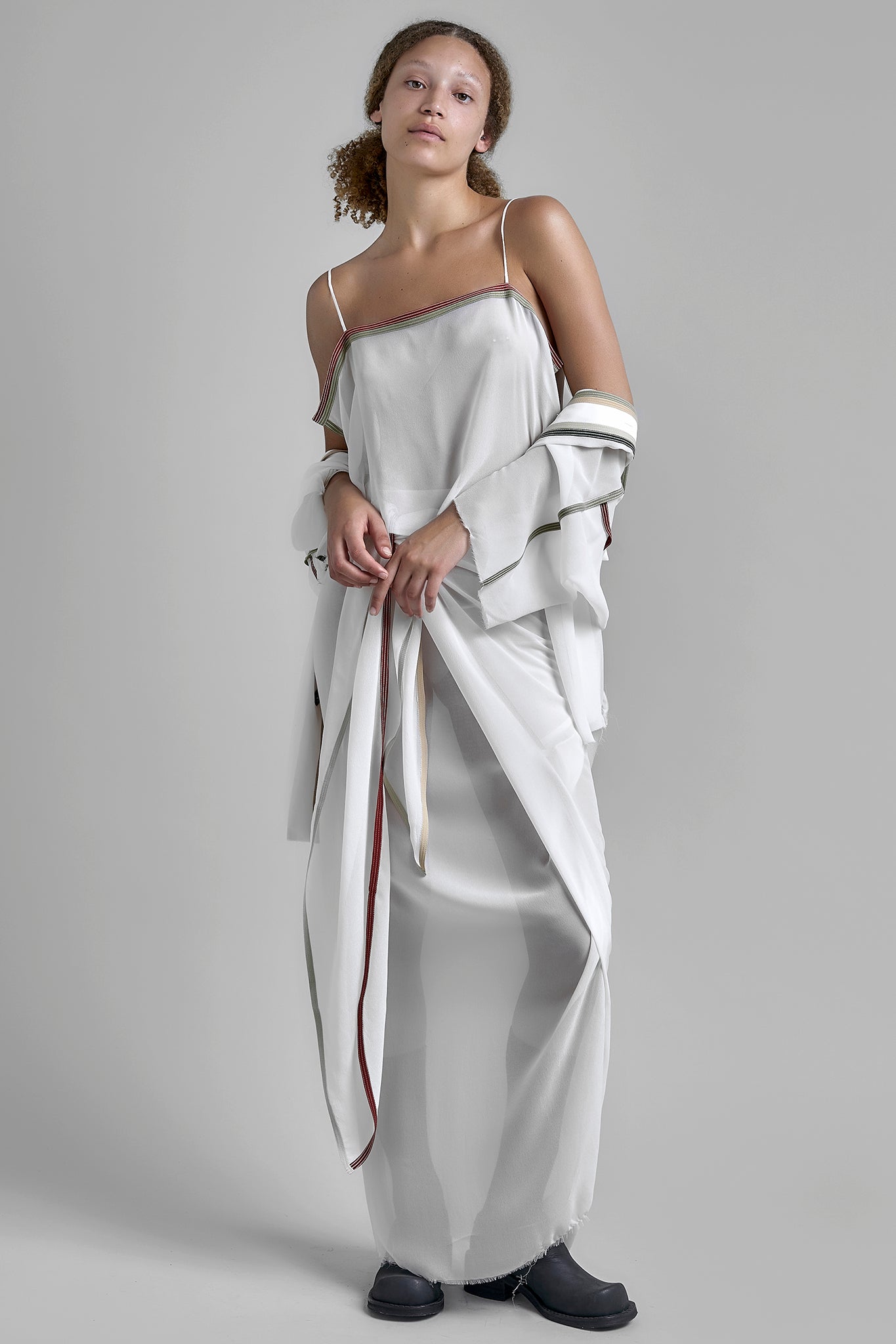 Silk Semi-sheer Wrap Skirt - White