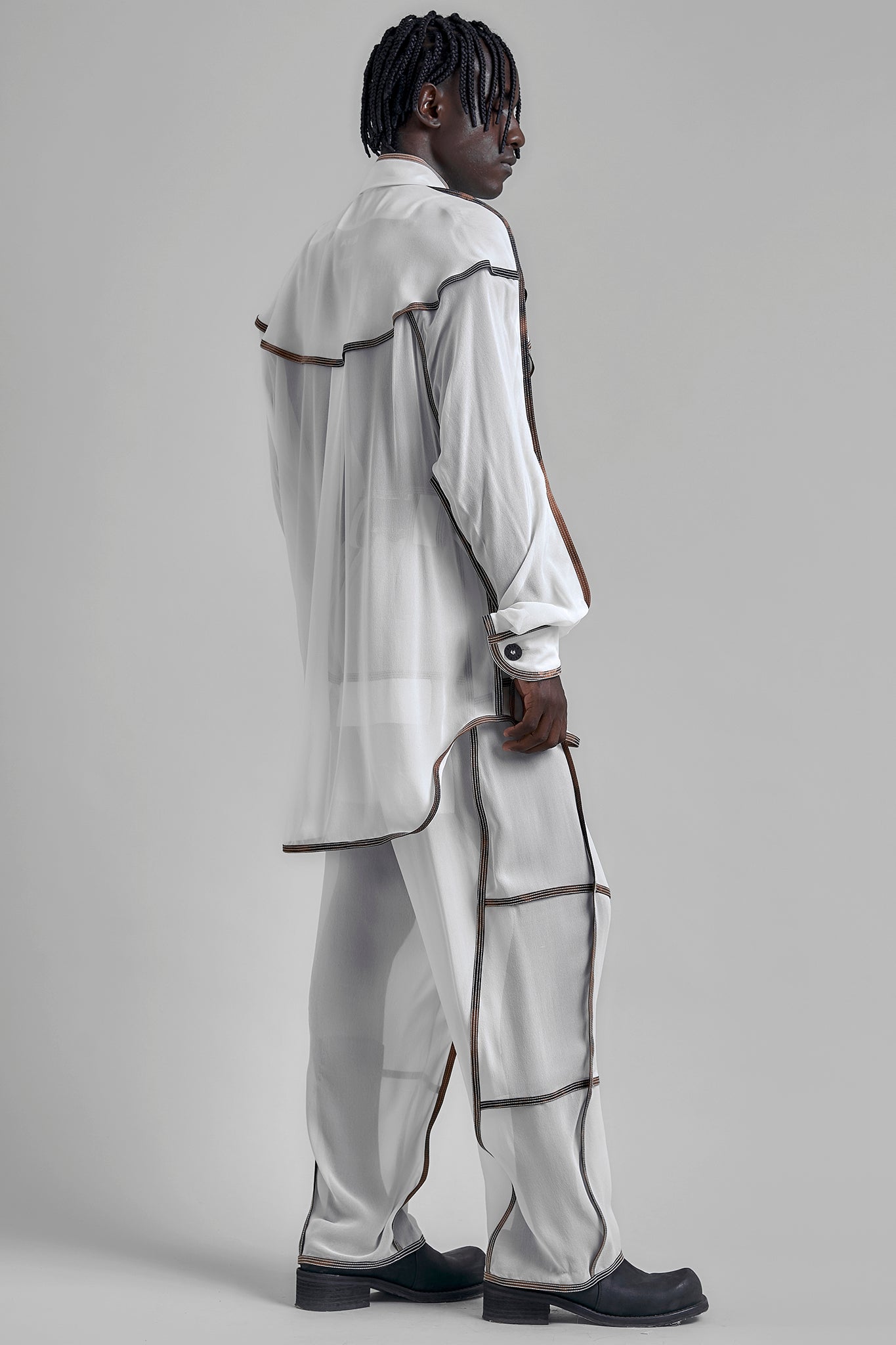 Silk Front Multiple Pieces Shirt - White