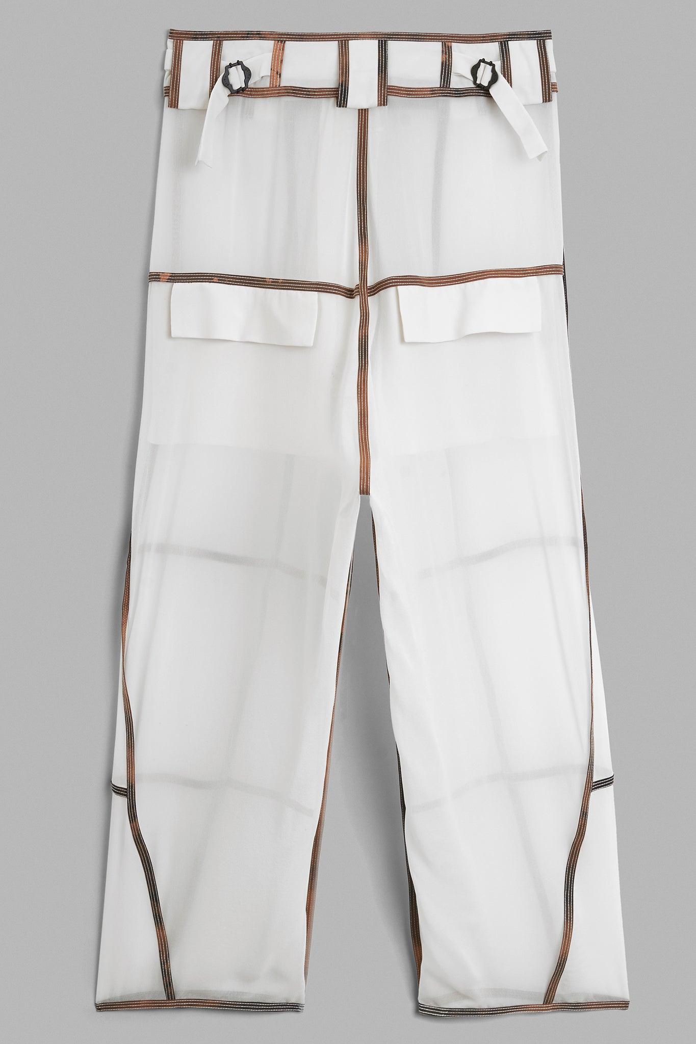 Silk Front Multiple Pieces Pants - White