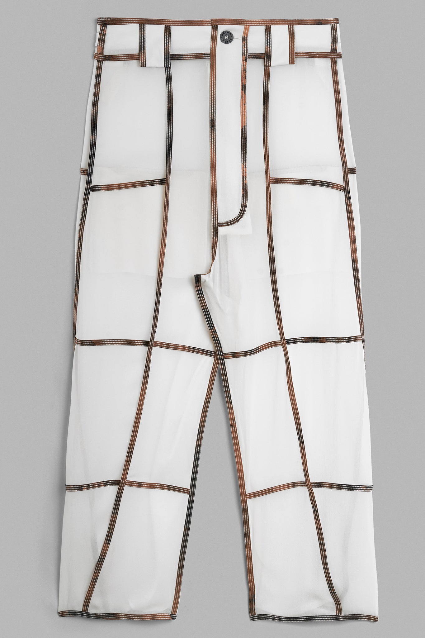 Silk Front Multiple Pieces Pants - White