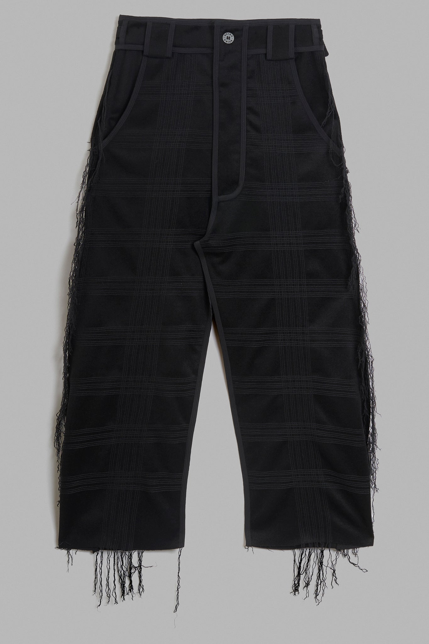 Topstitched Wool Pants - Black