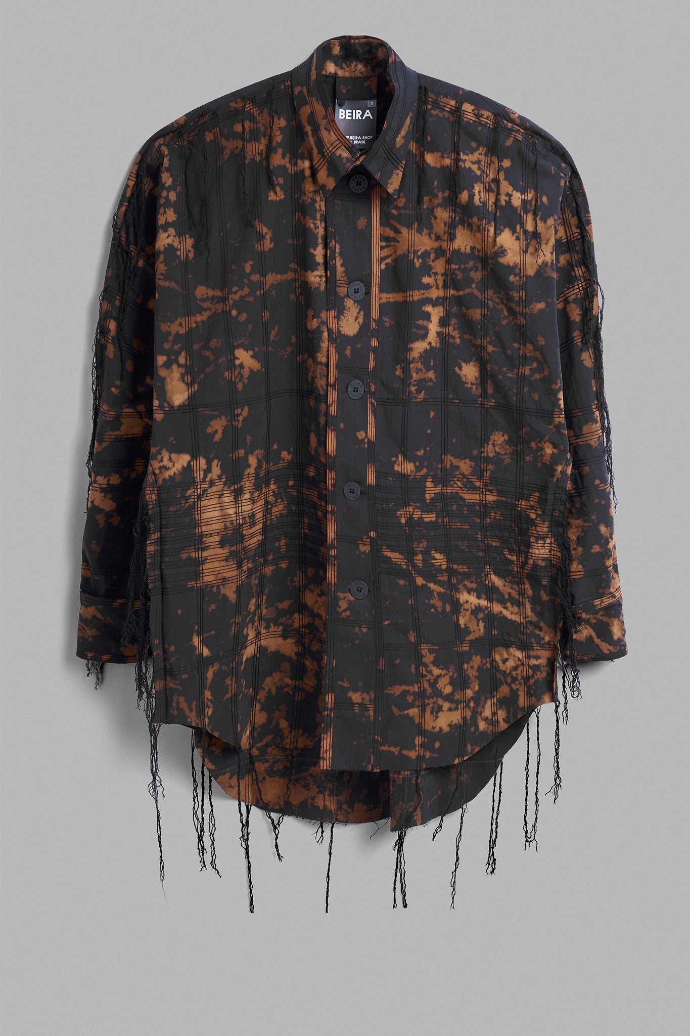 Topstitched Cotton Shirt - Rusty Black