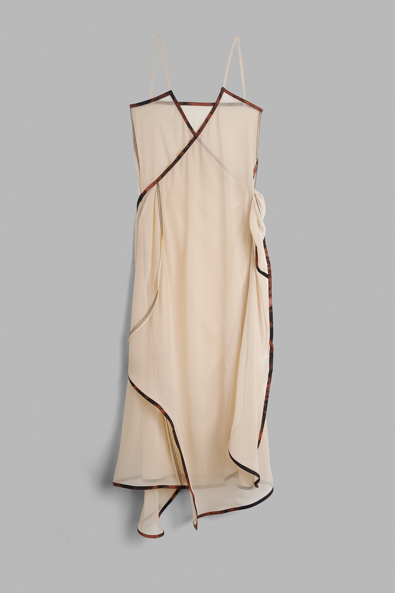 V-Neck Tie Silk Dress - Sand