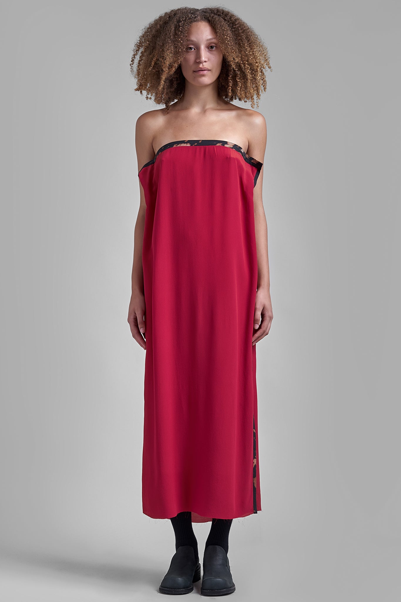 Silk Bandeau Dress - Red