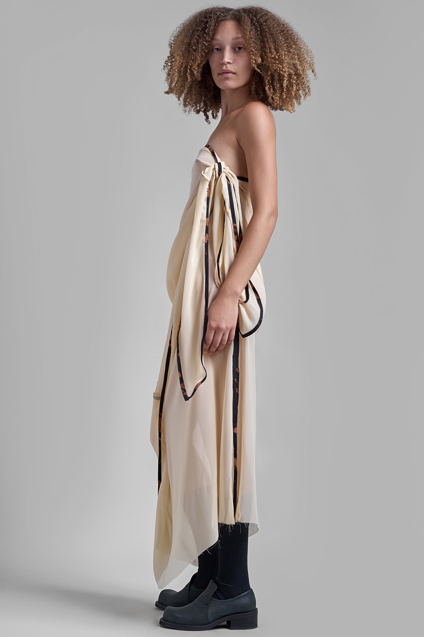 Self Tie Silk Dress - Sand