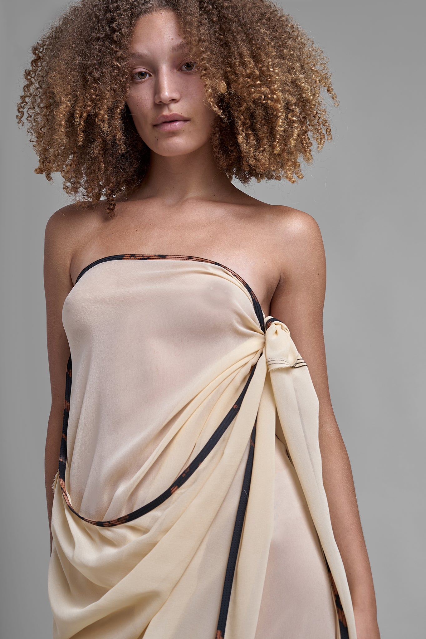 Self Tie Silk Dress - Sand