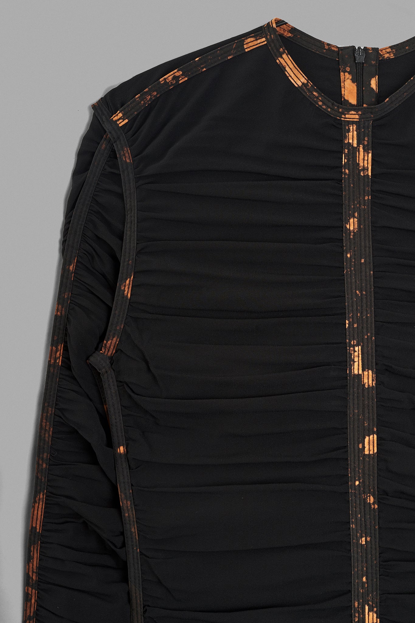 Ruched Silk Maxi Dress - Black