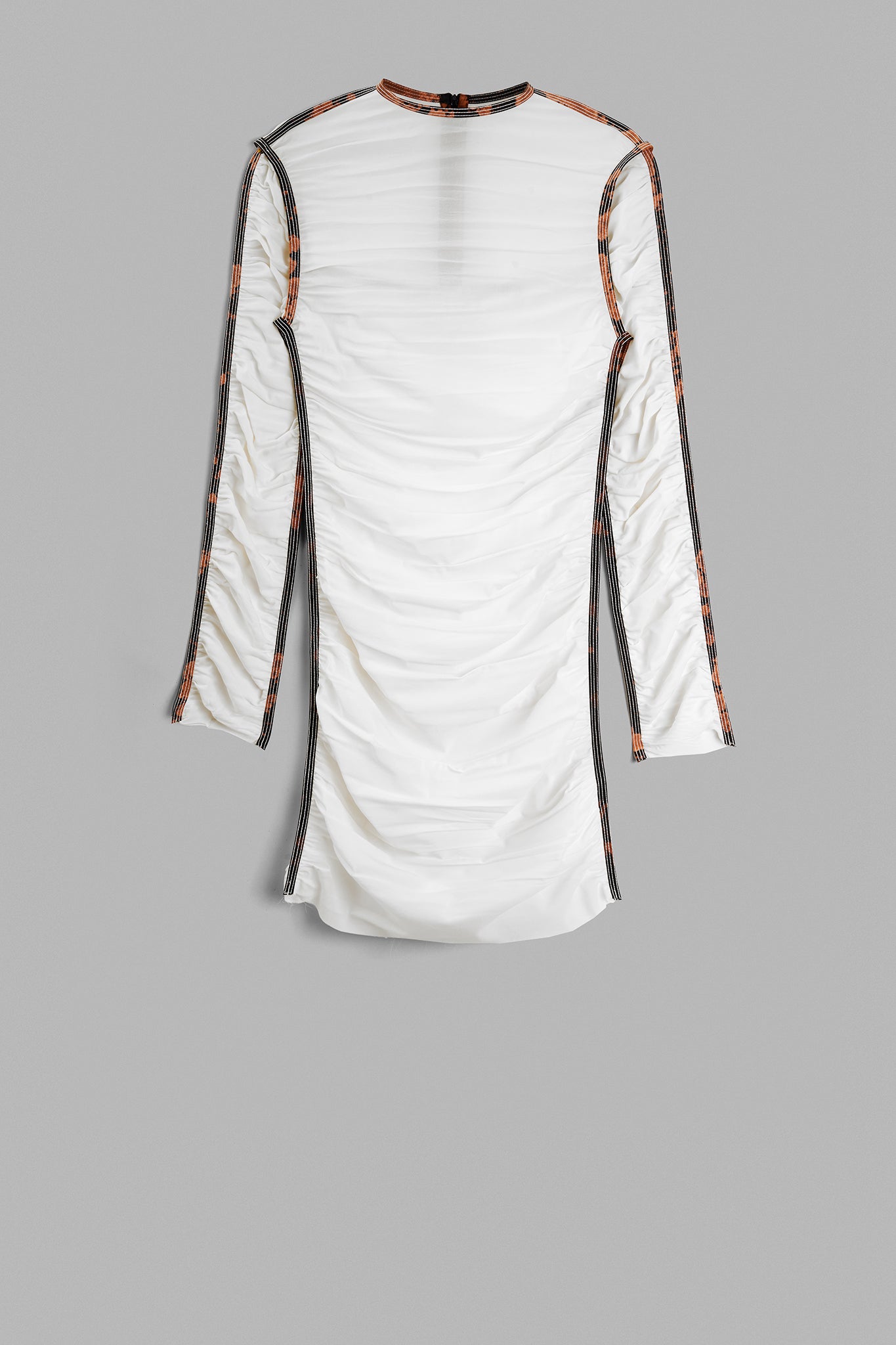 Ruched Silk Mini Dress - White