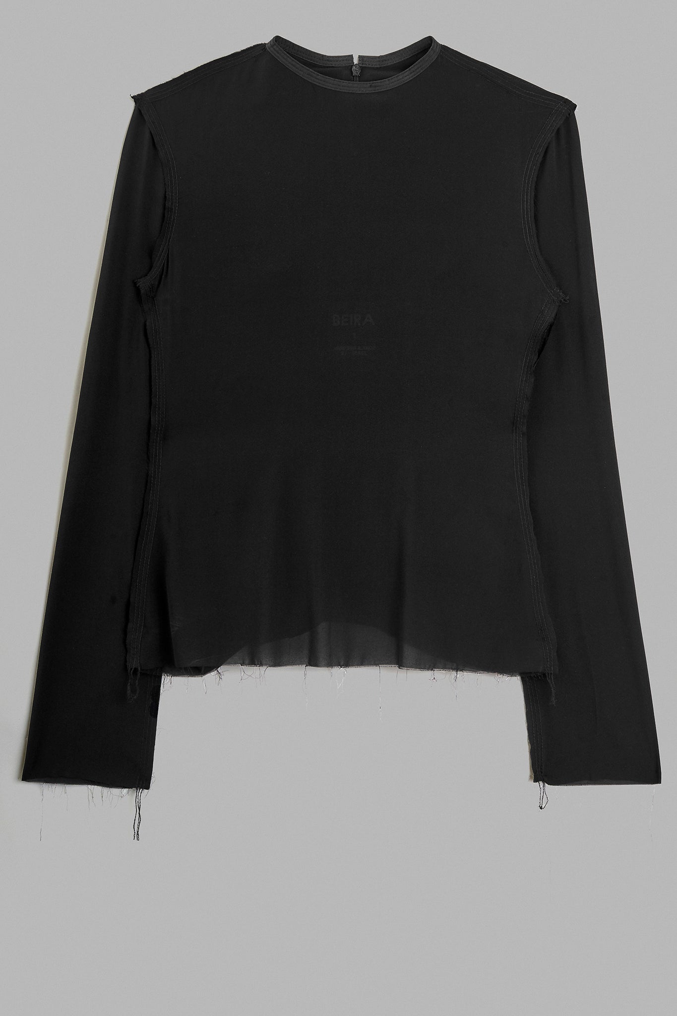 Fitted Silk Long Sleeved T-shirt - Black