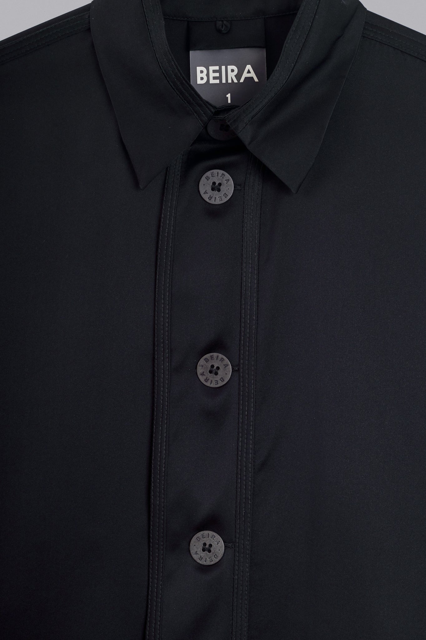 Satin Silk Long-Sleeved Shirt - Black