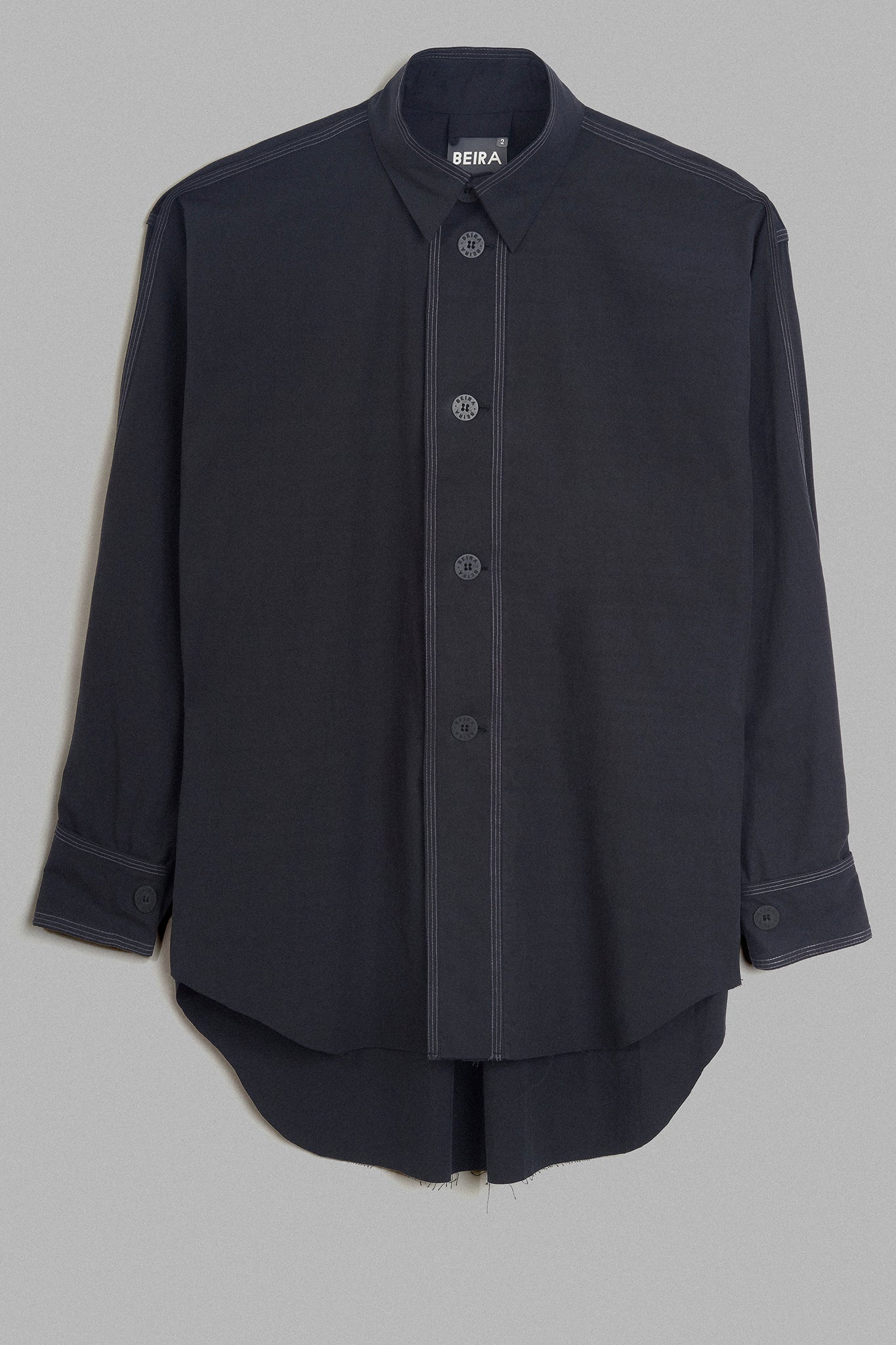 Cotton Long-Sleeved Shirt - Black