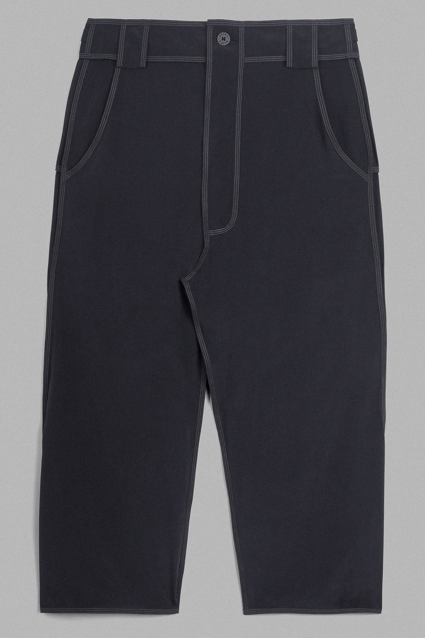 Heavy Silk Side Belt Trousers - Lead Grey