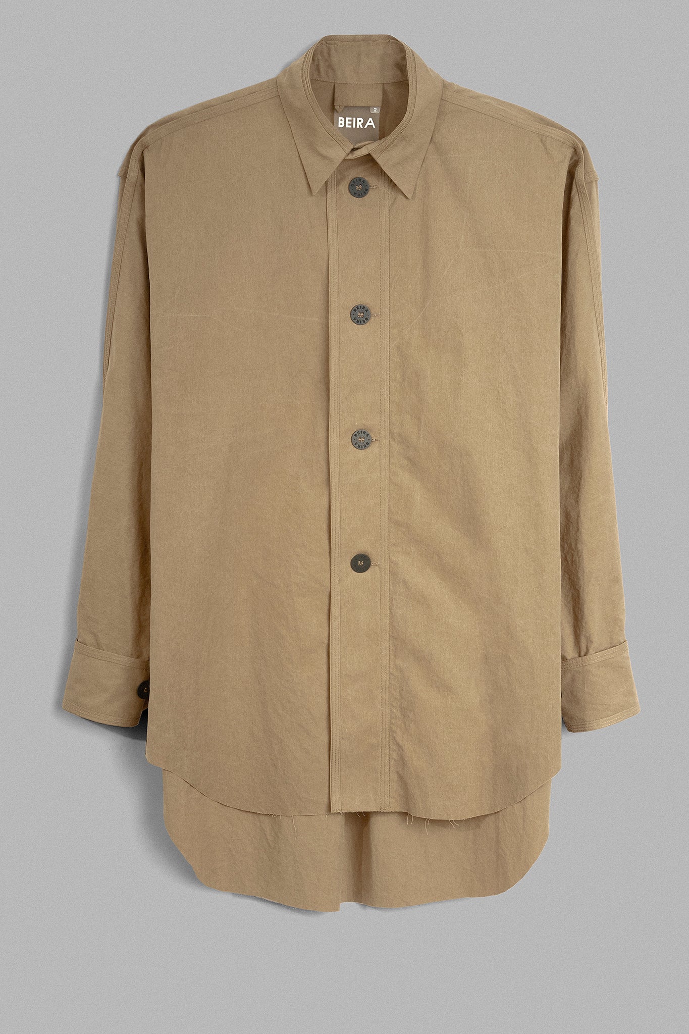 Cotton Long-Sleeved Shirt - Toffee