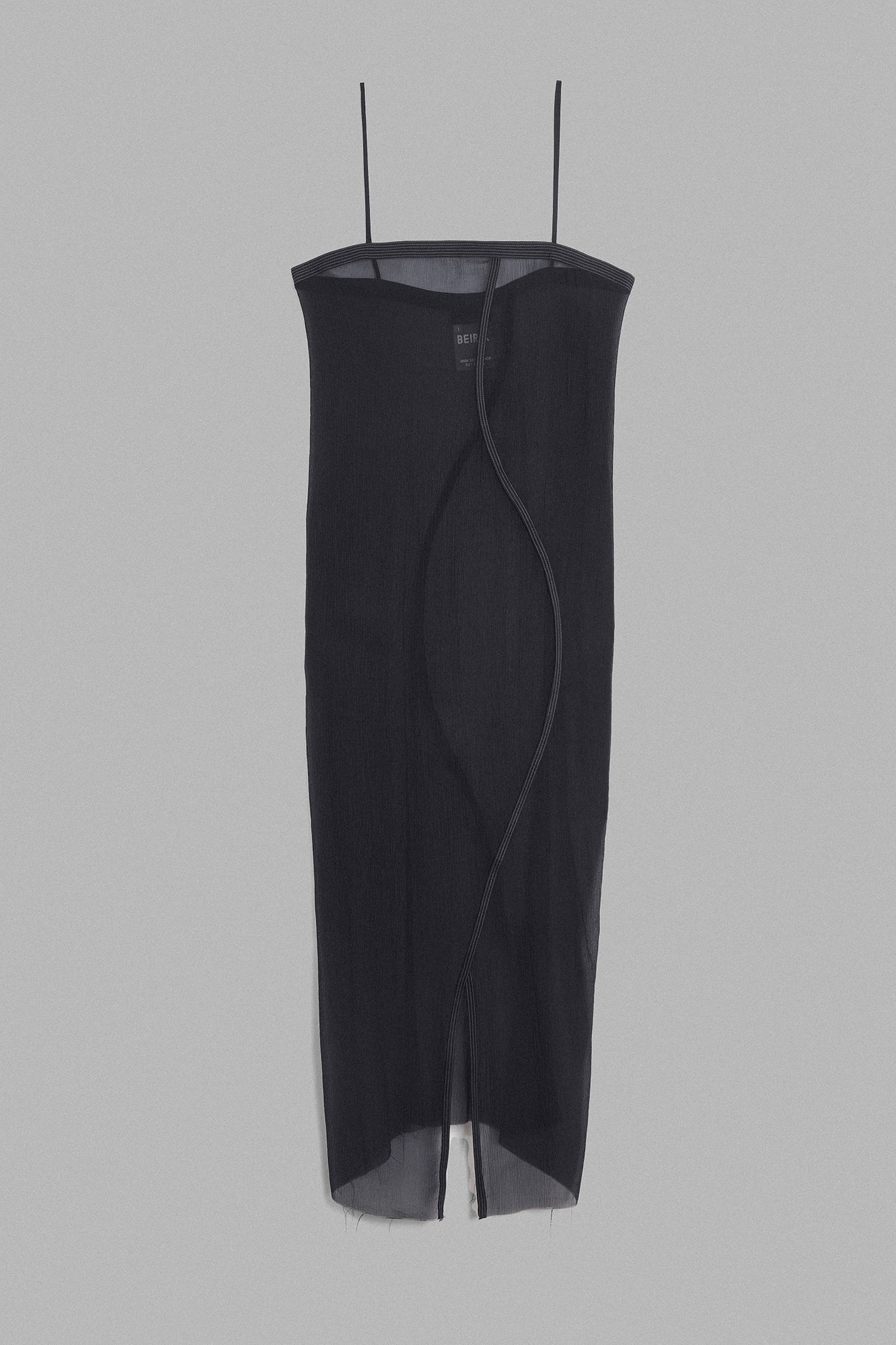 Chiffon Silk Rounded Maxi Dress - Black