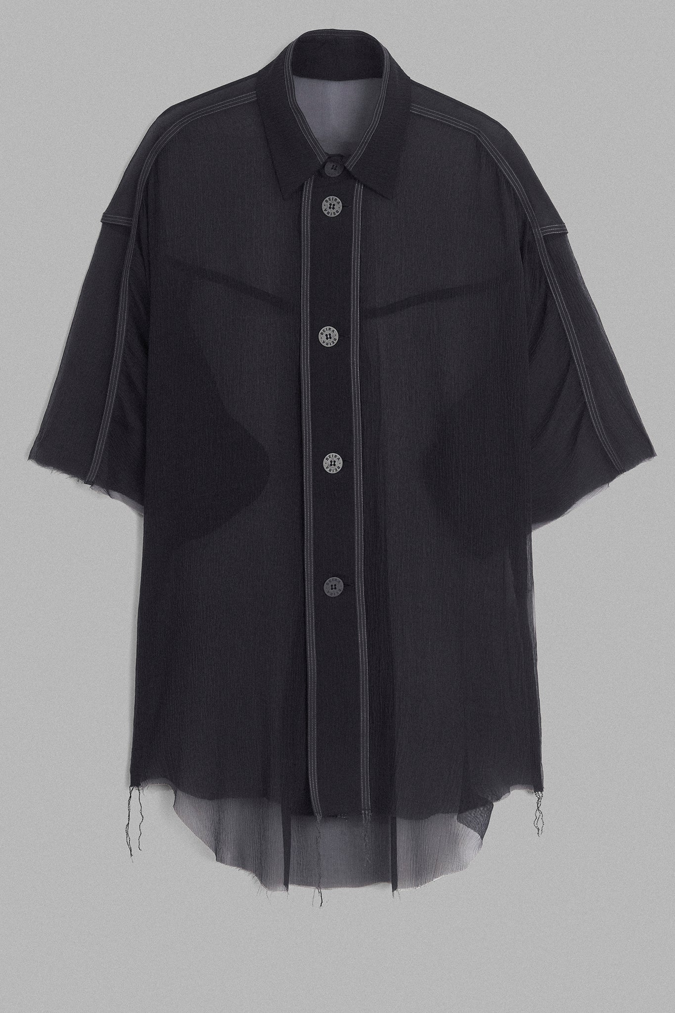 Chiffon Silk Button-up Shirt - Black