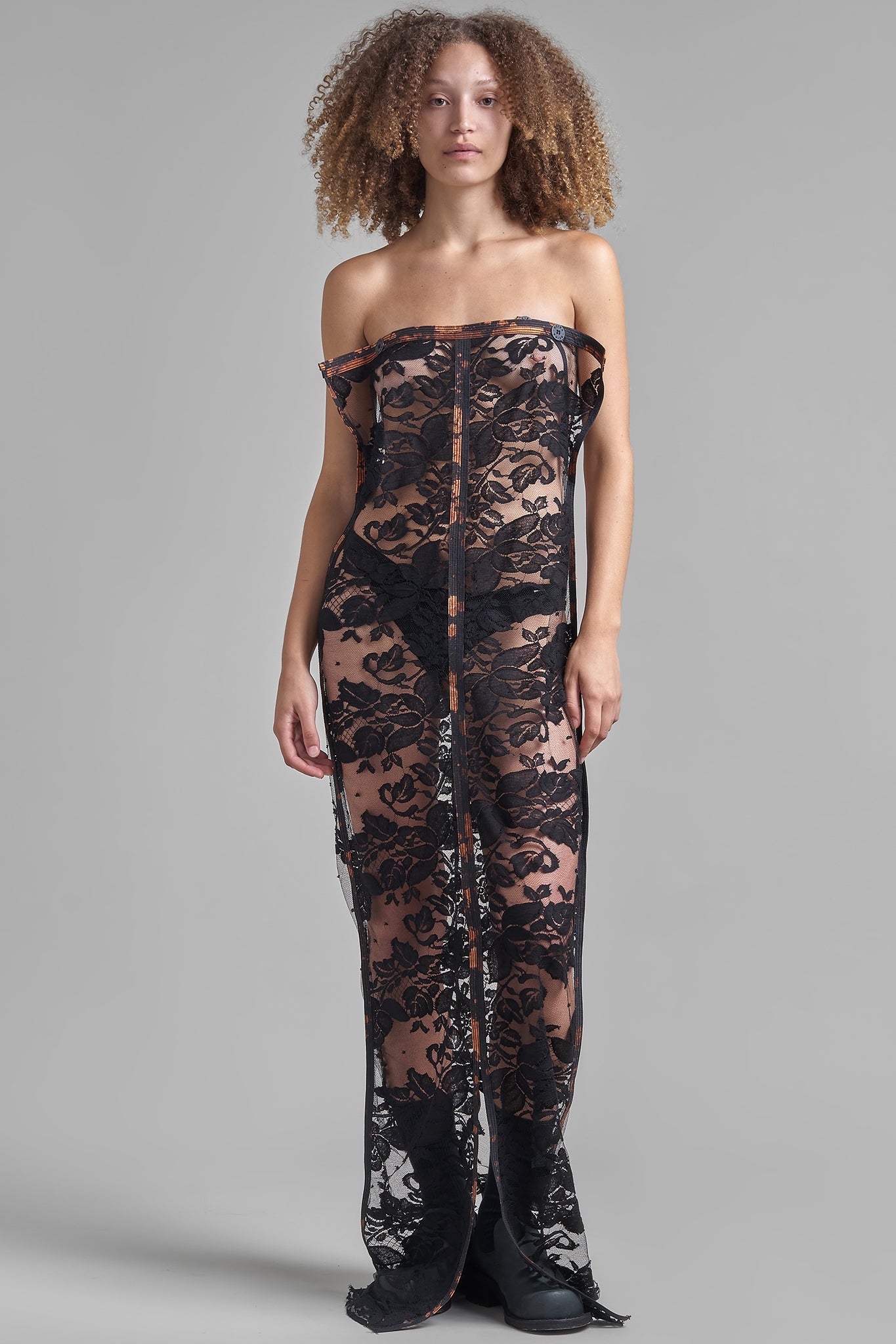 Lace Bandeau Maxi Dress - Black