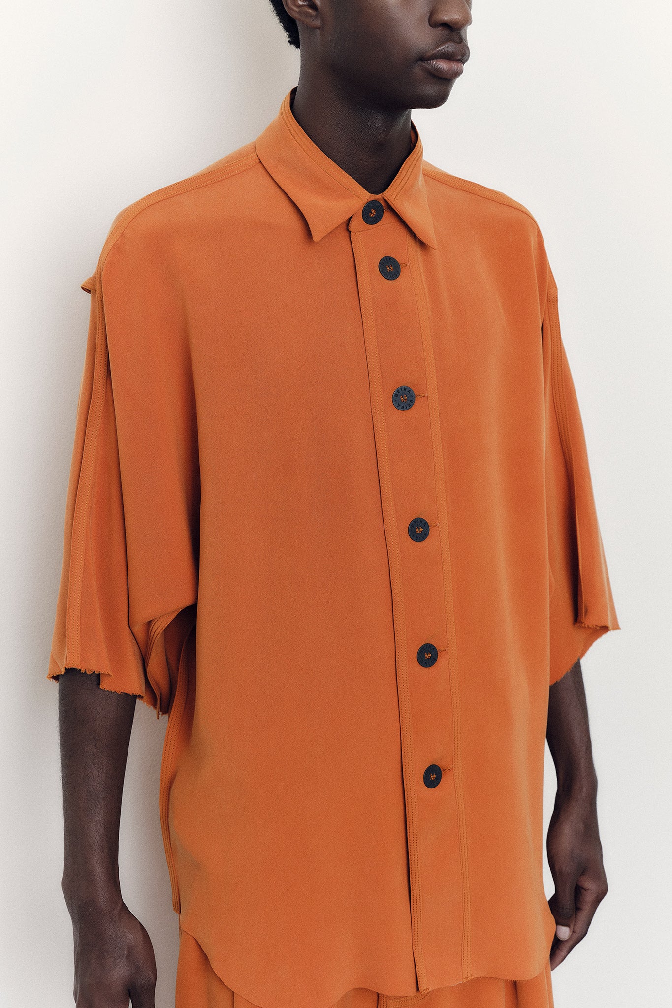 Silk Oversize-Fit Shirt - Orange