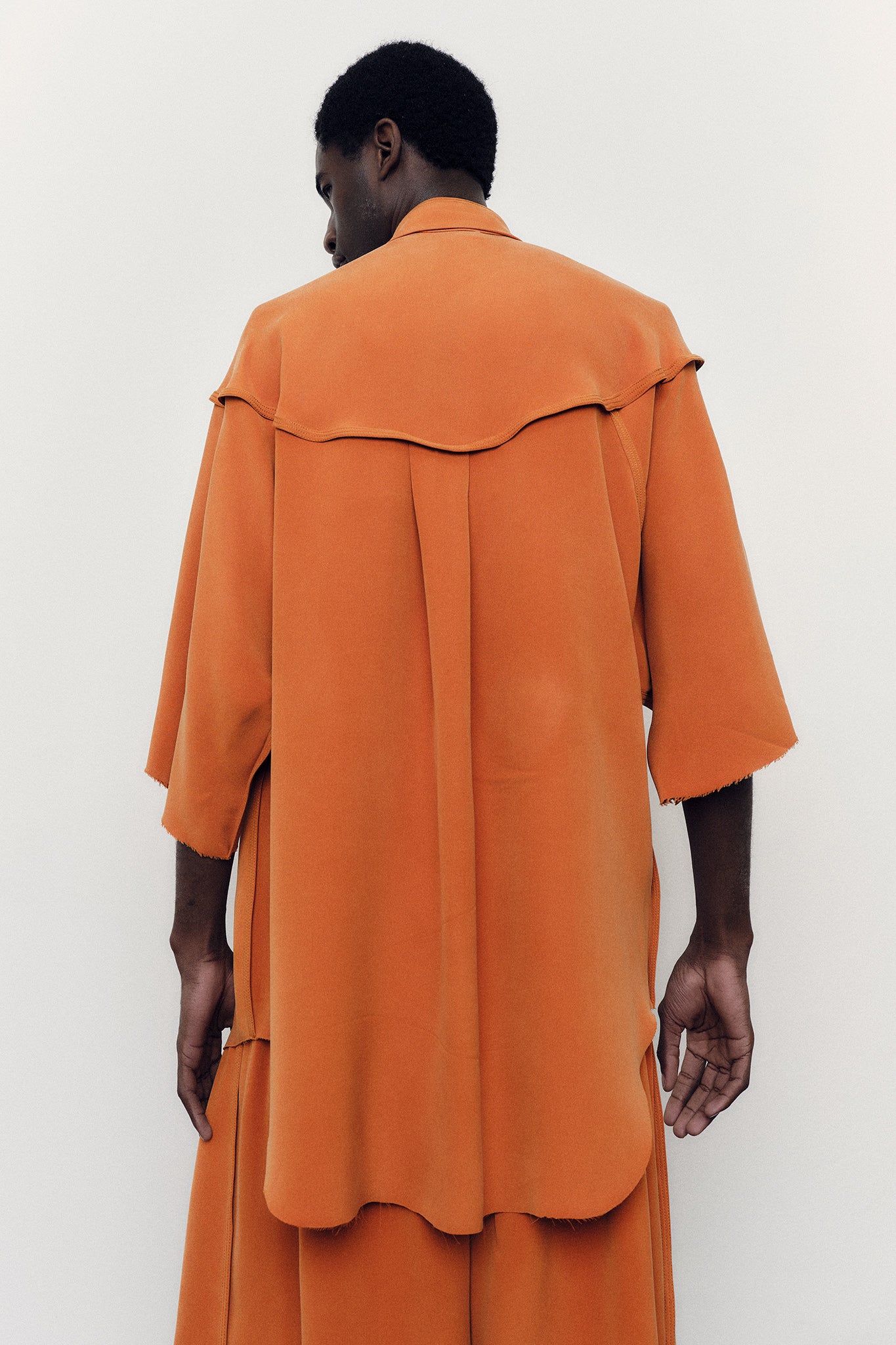 Silk Oversize-Fit Shirt - Orange