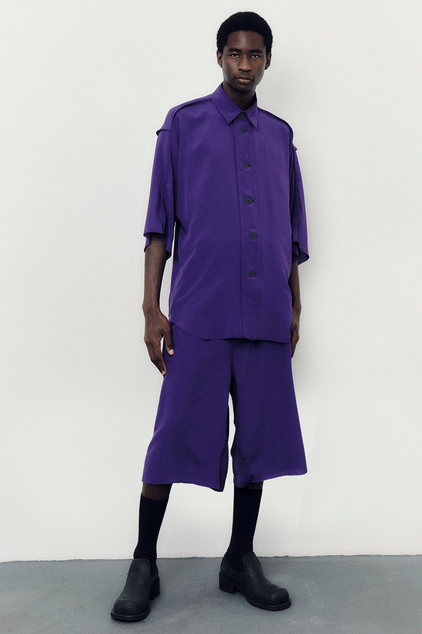 Silk Bermuda Shorts - Purple