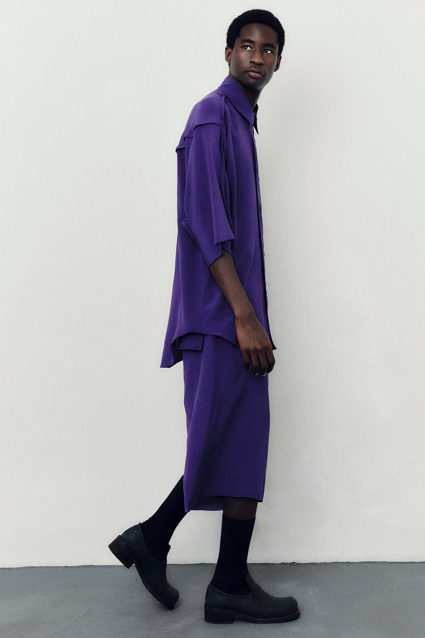 Silk Bermuda Shorts - Purple