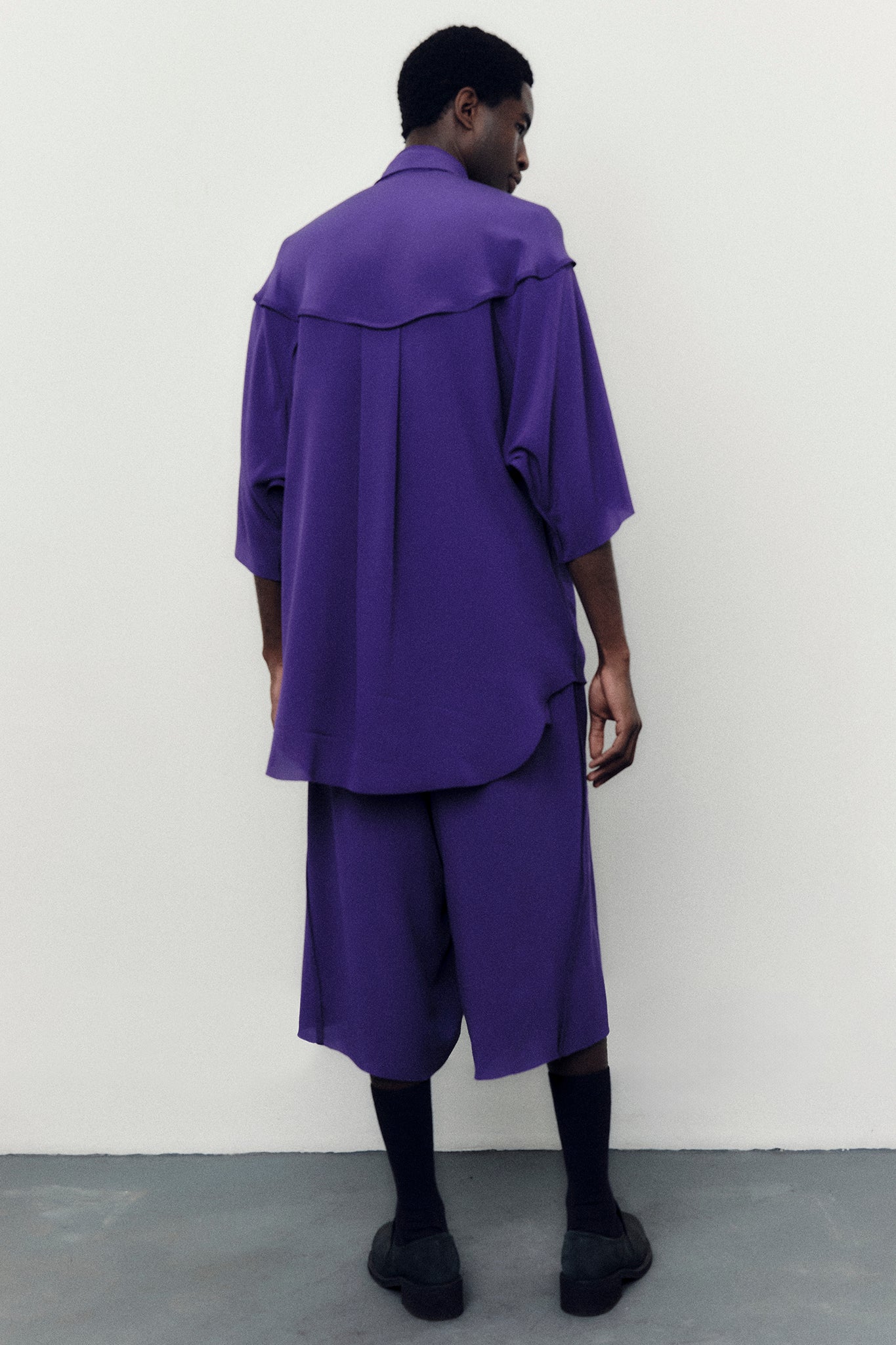 Silk Bermuda Shorts - Purple