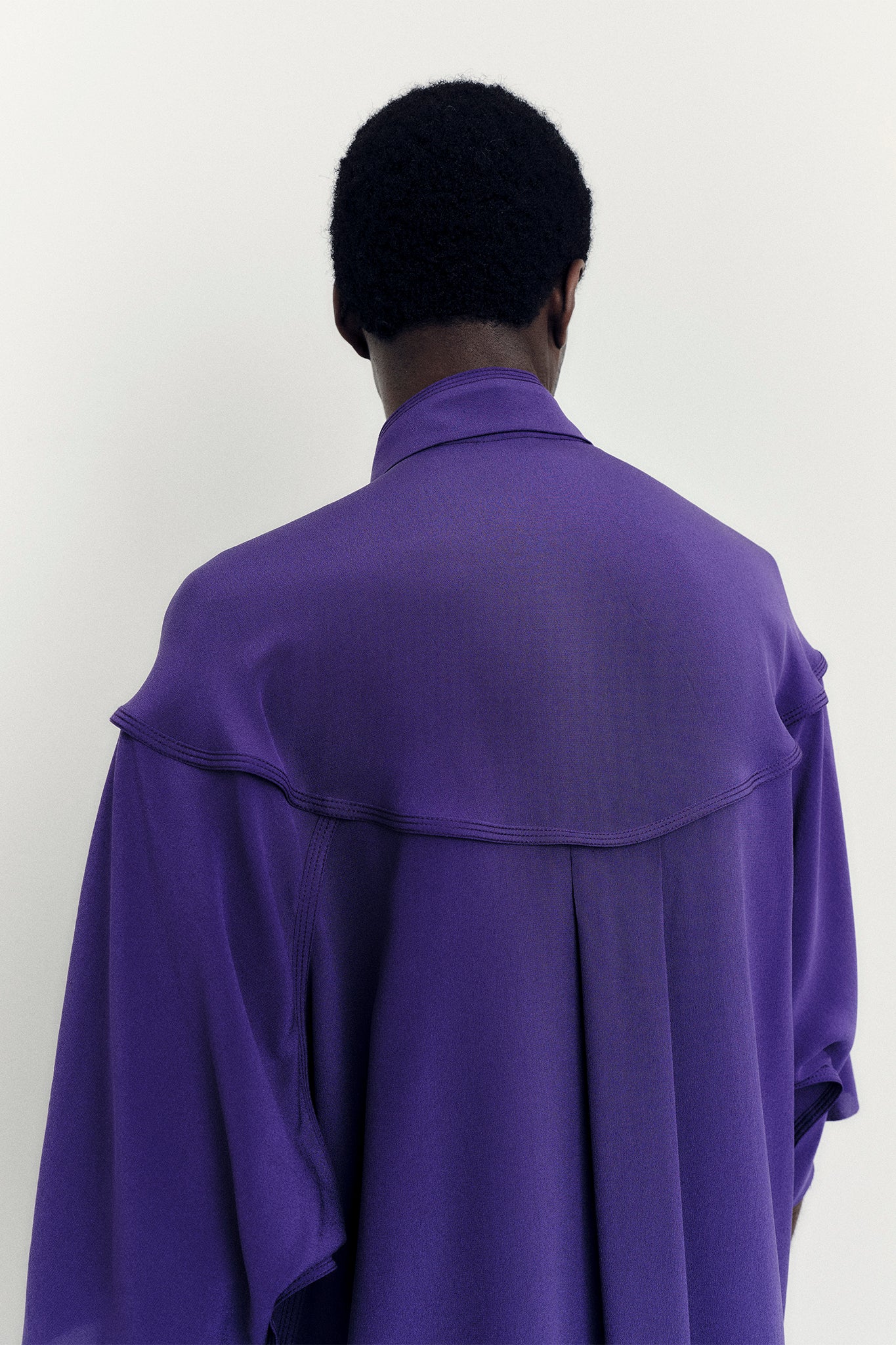 Silk Oversize-Fit Shirt - Purple