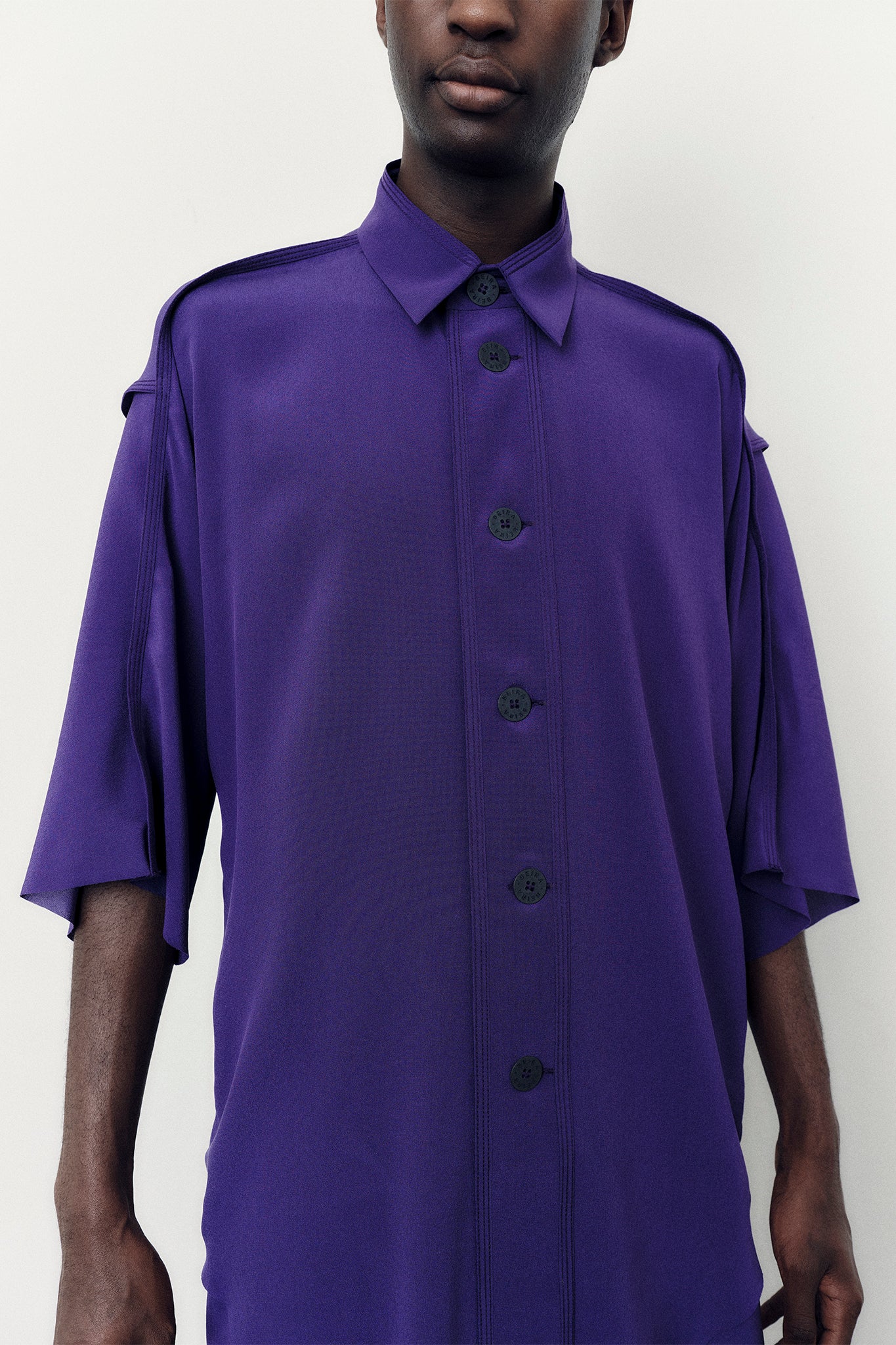 Silk Oversize-Fit Shirt - Purple