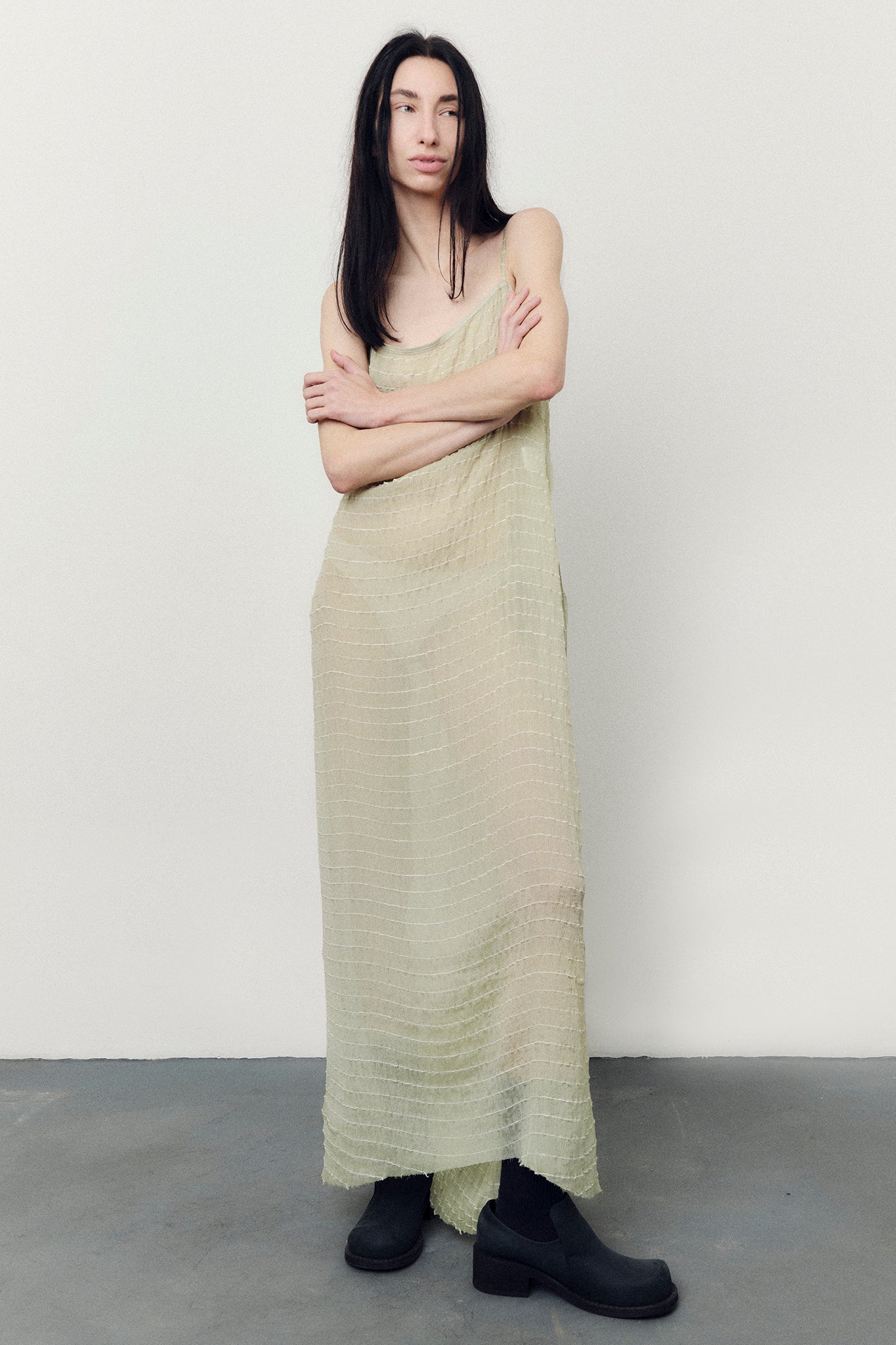 Textured Silk Barbara Dress - Mint