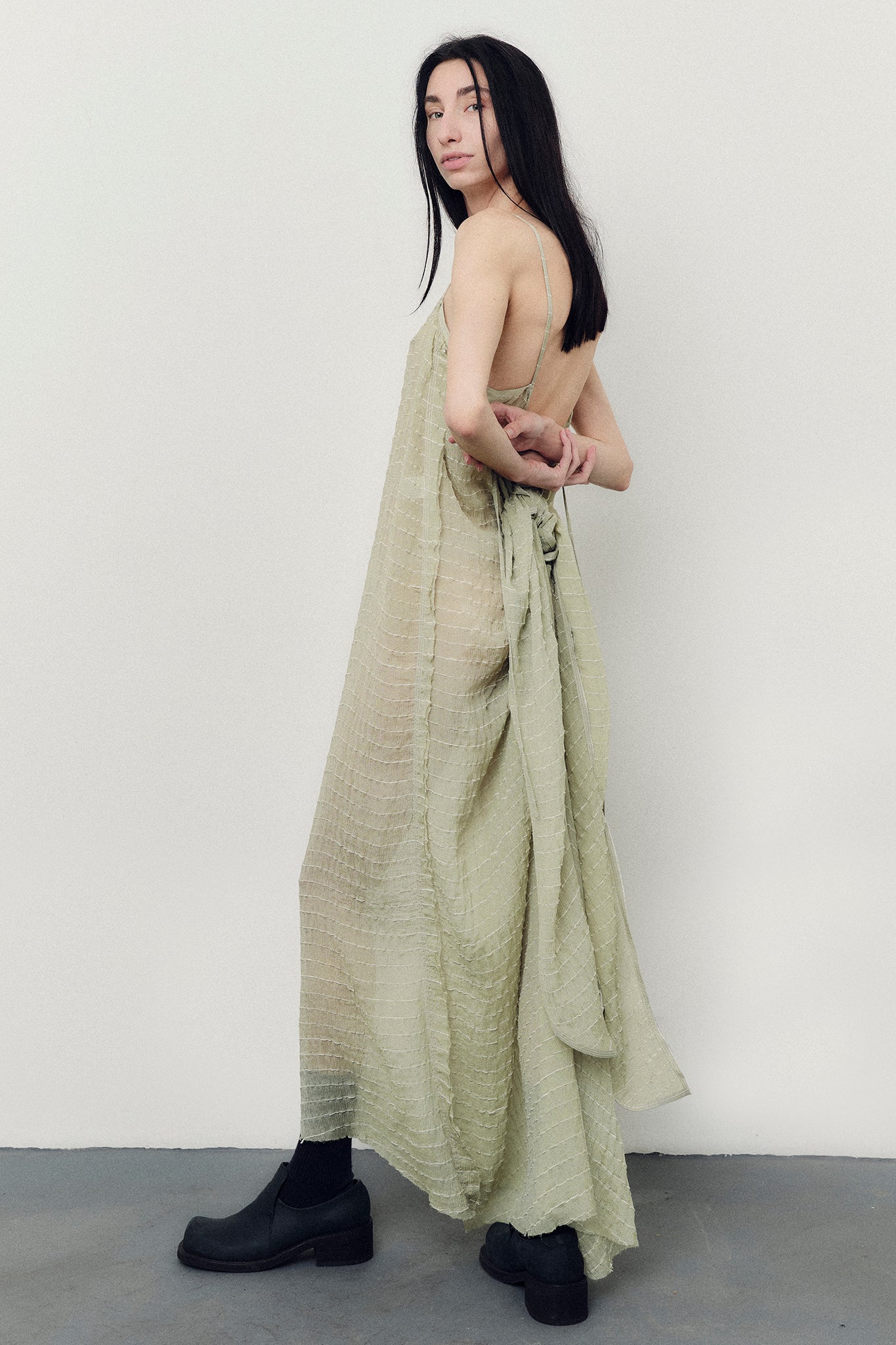 Textured Silk Barbara Dress - Mint