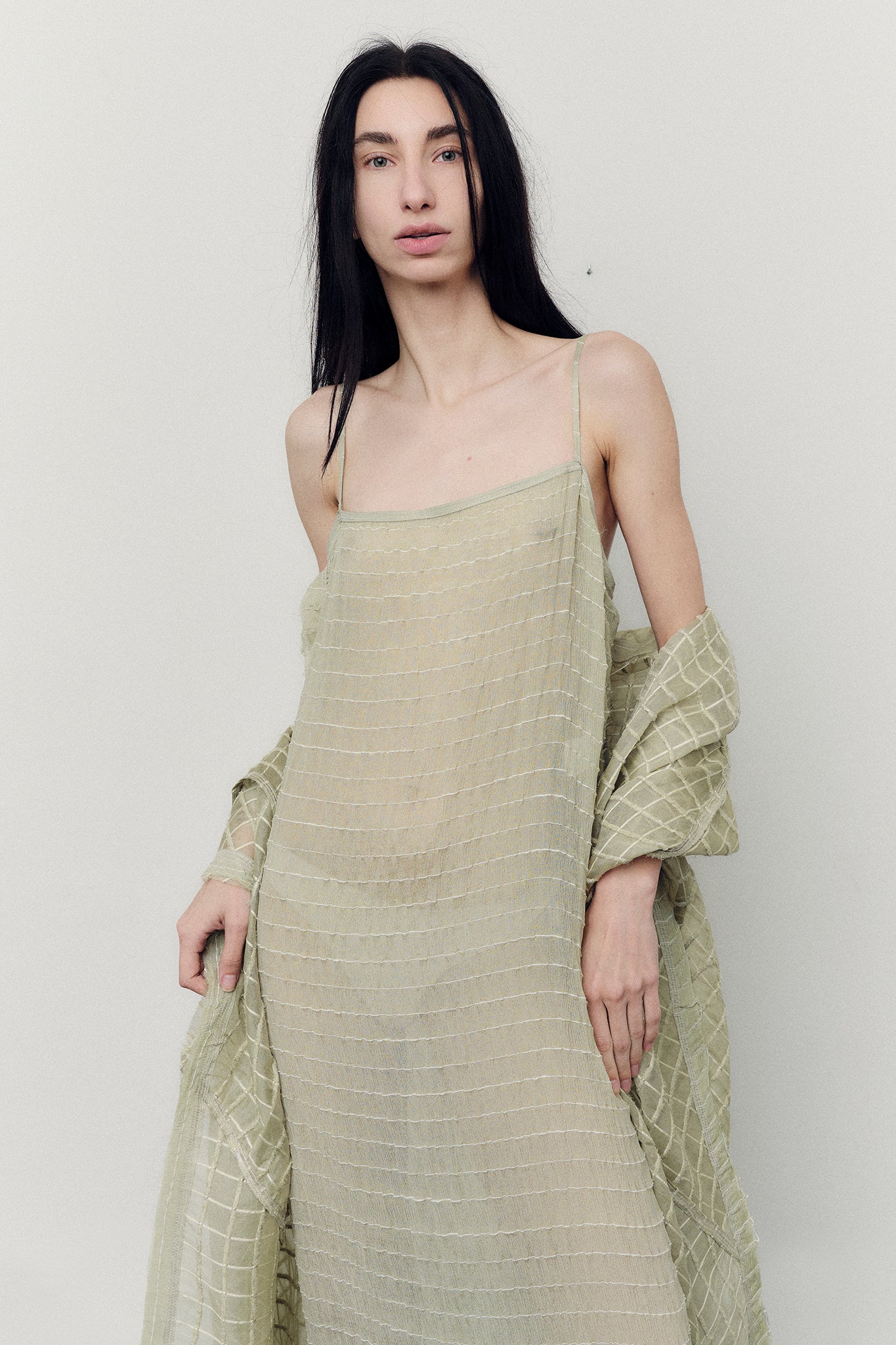 Textured Silk Barbara Dress - Mint