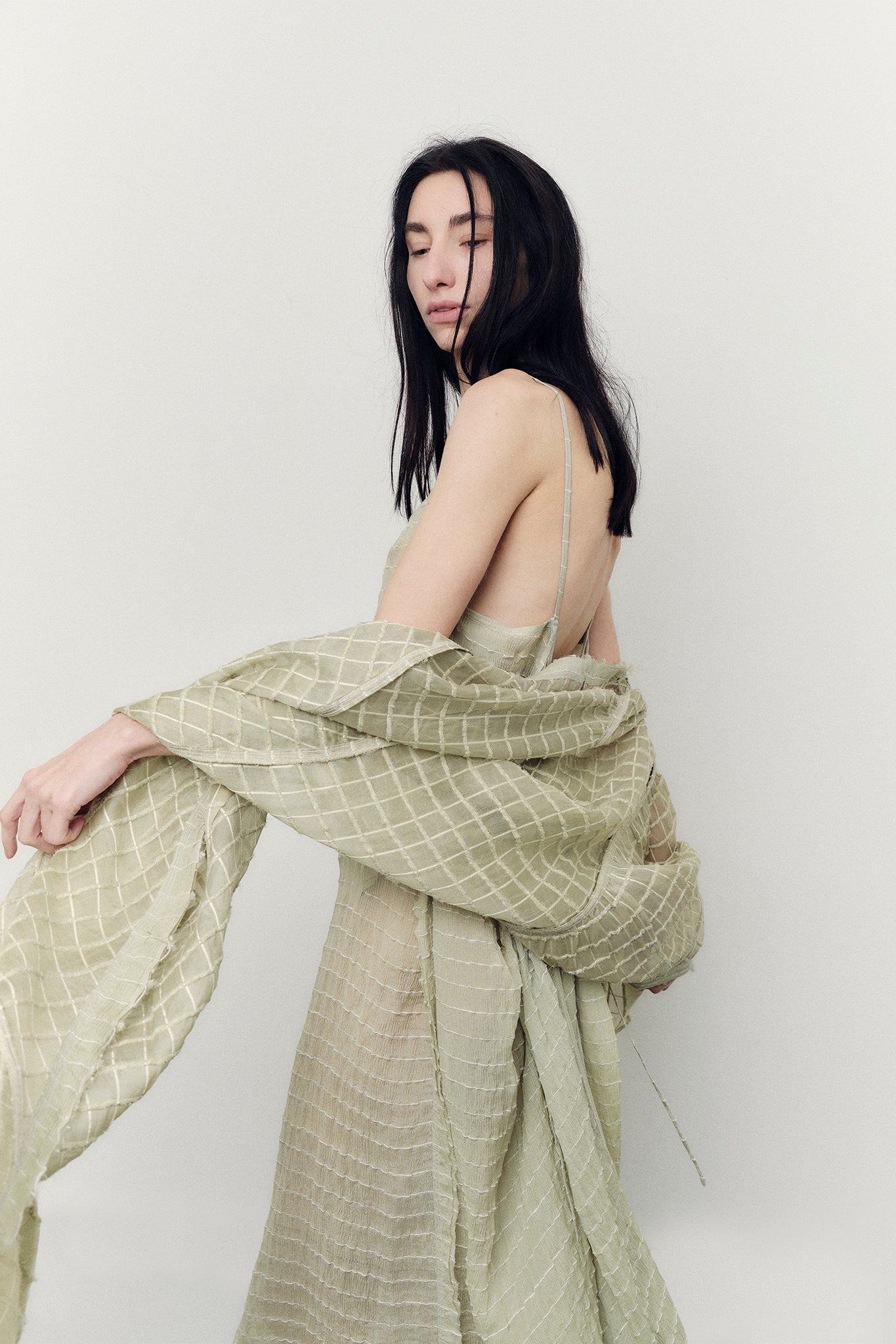 Textured Silk Barbara Dress - Mint