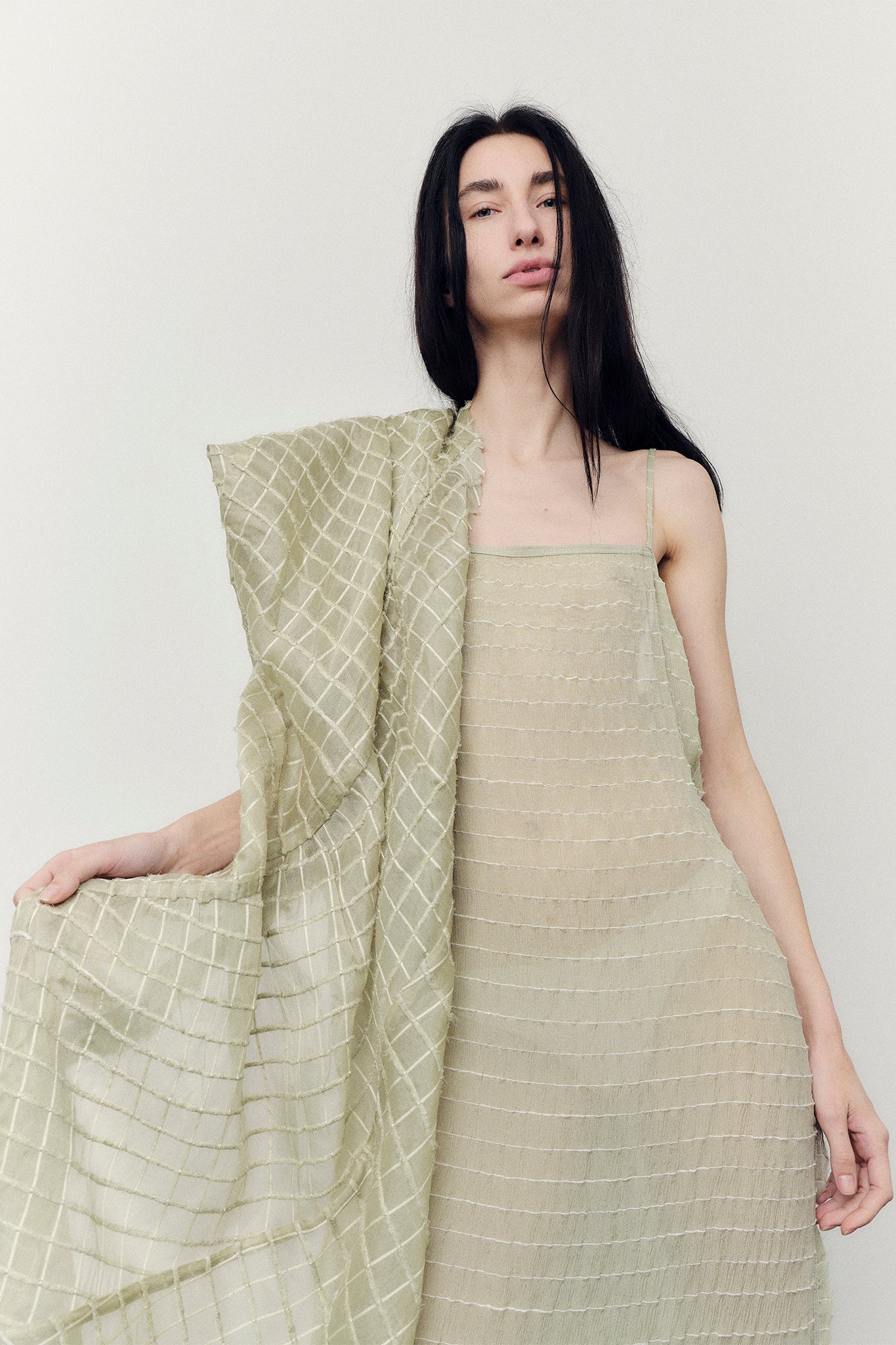 Textured Silk Barbara Dress - Mint