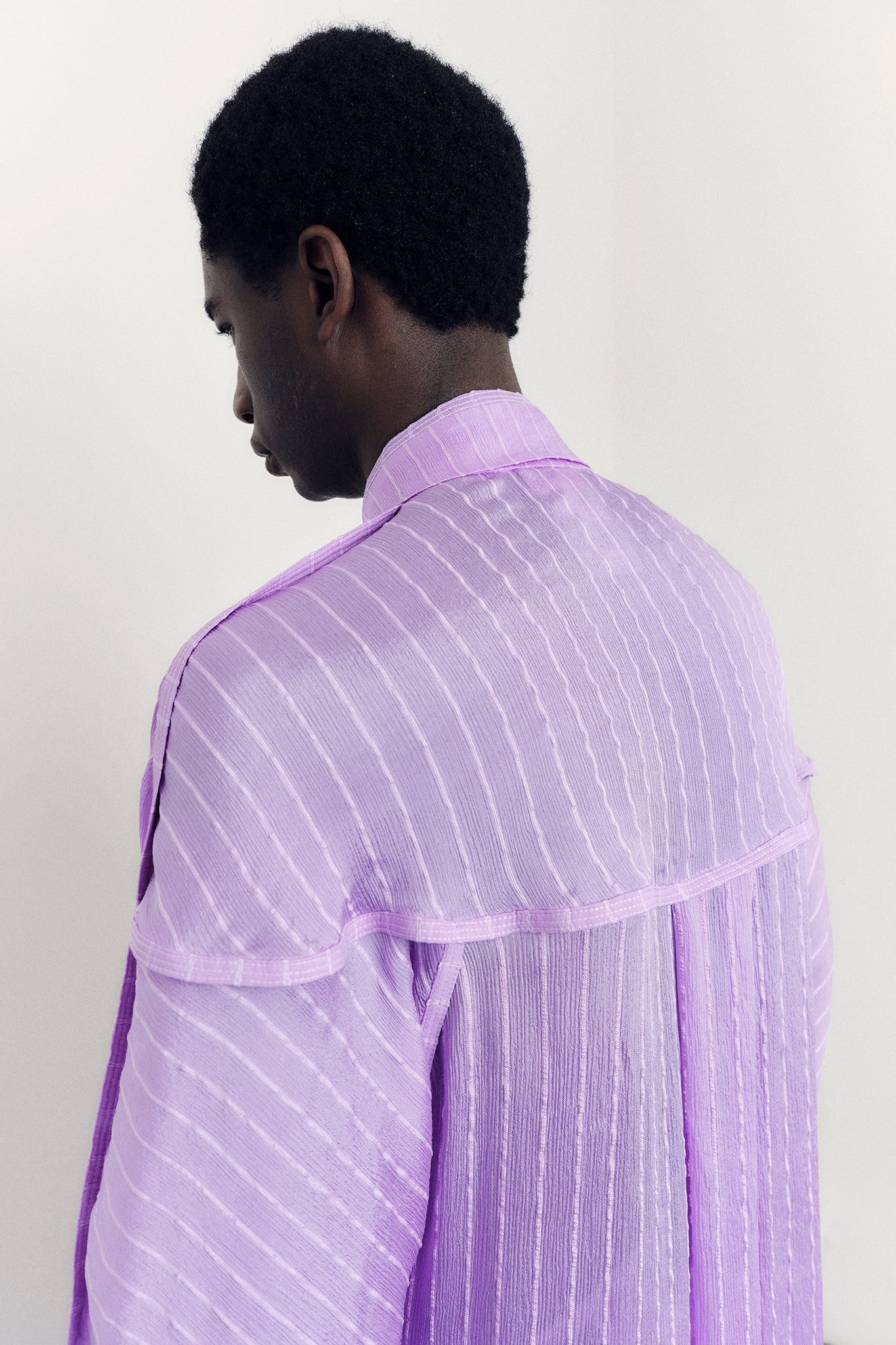 Textured Silk Oversize-Fit Shirt - Lilac