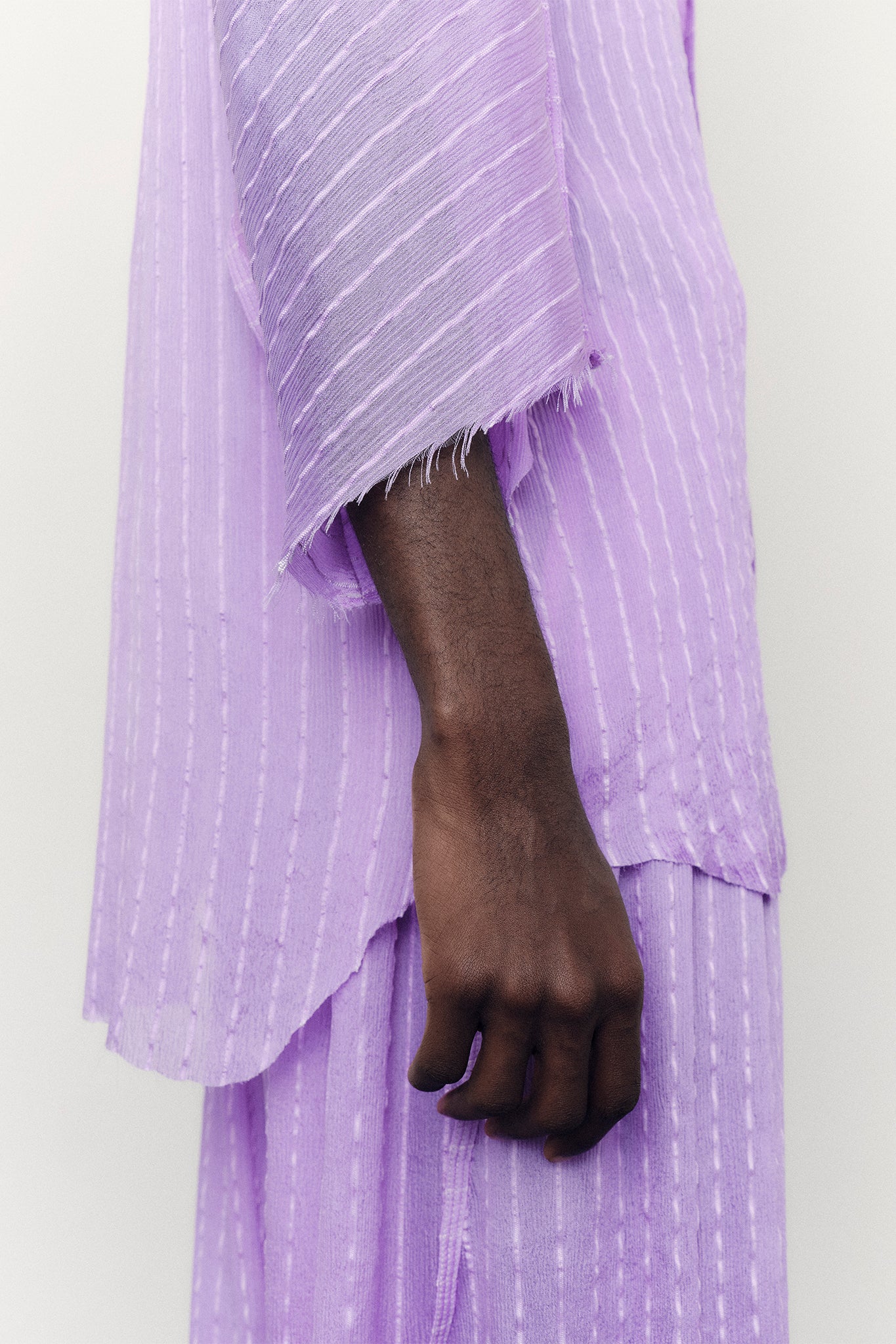 Textured Silk Oversize-Fit Shirt - Lilac