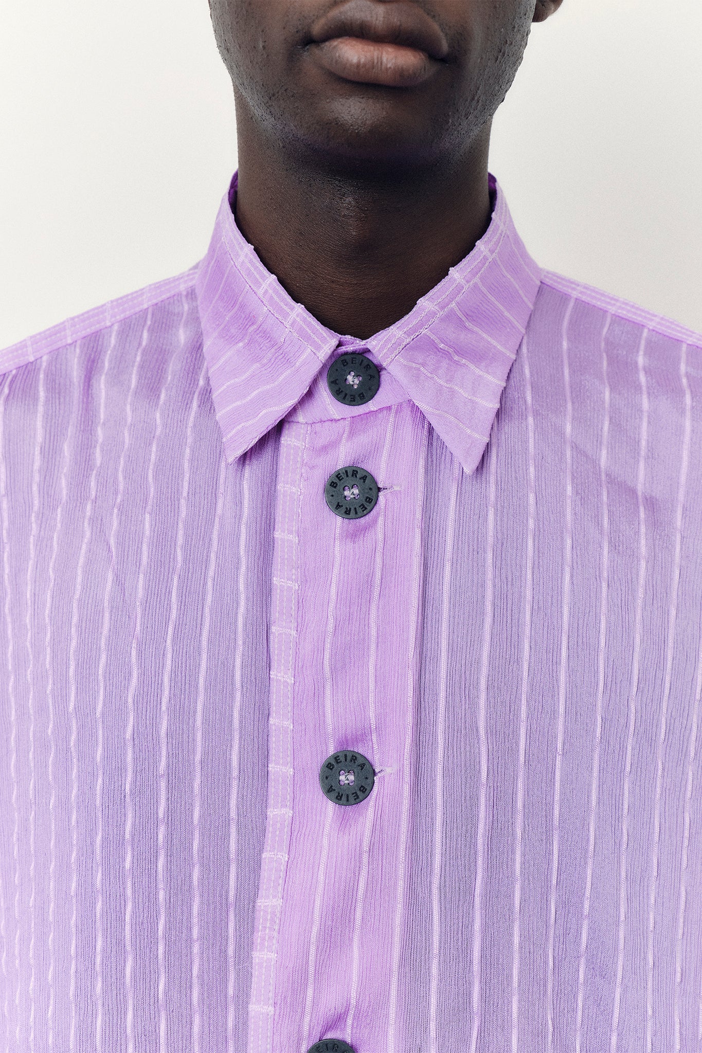 Textured Silk Oversize-Fit Shirt - Lilac