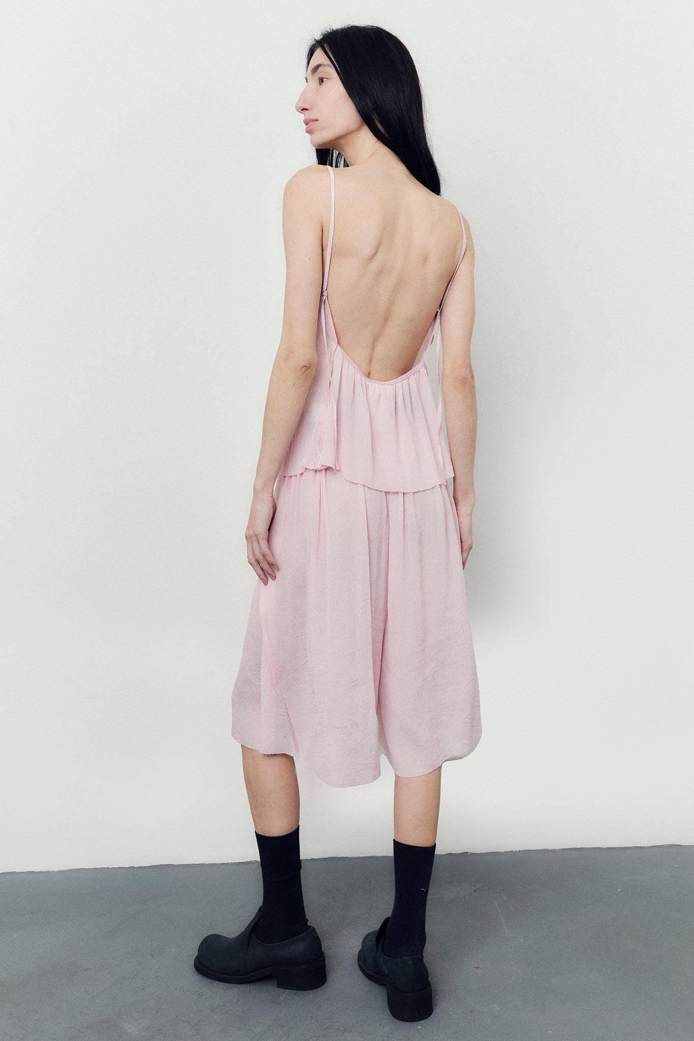 Textured Silk Backless Top - Peach Pink